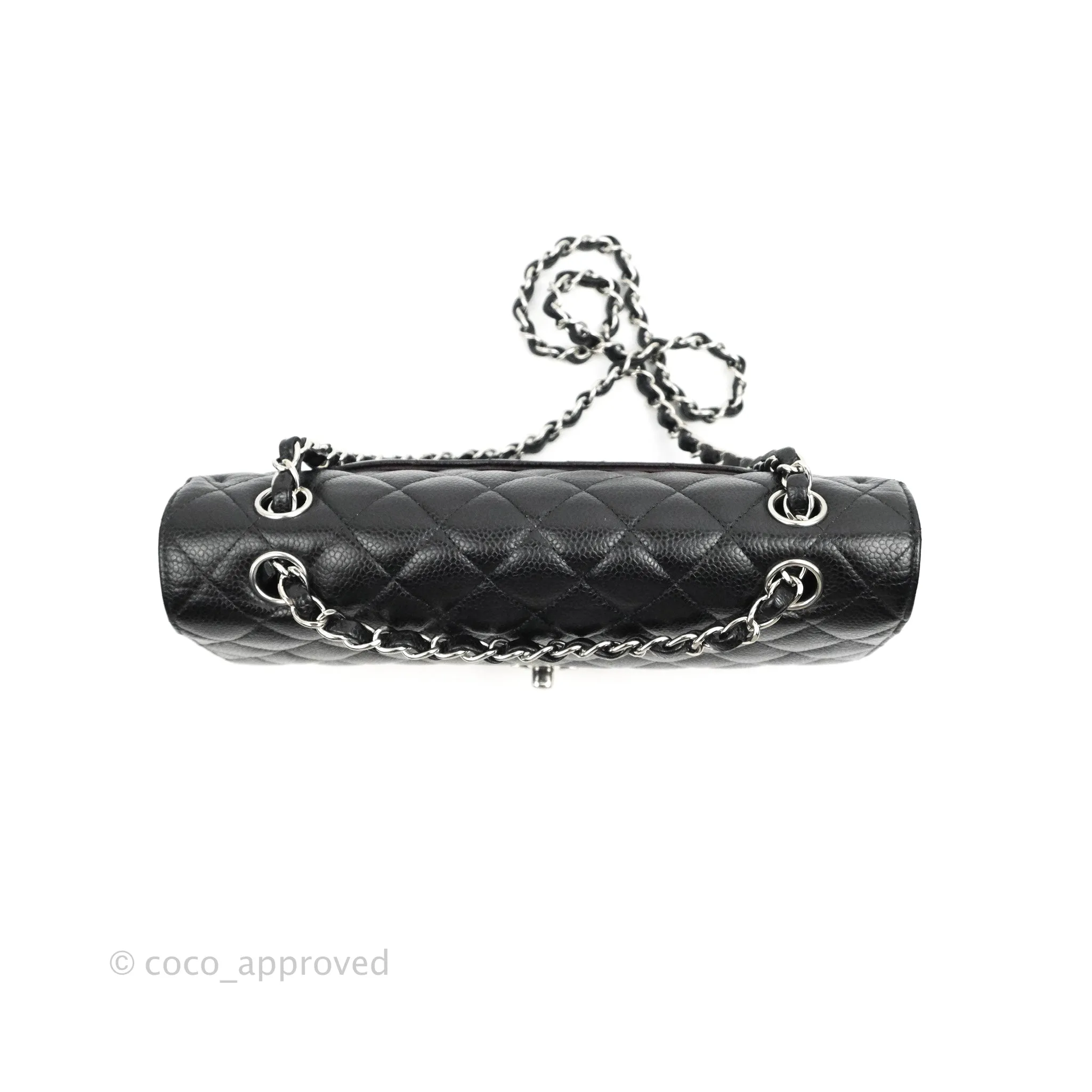 Chanel Classic M/L Medium Flap Quilted Black Caviar Silver Hardware