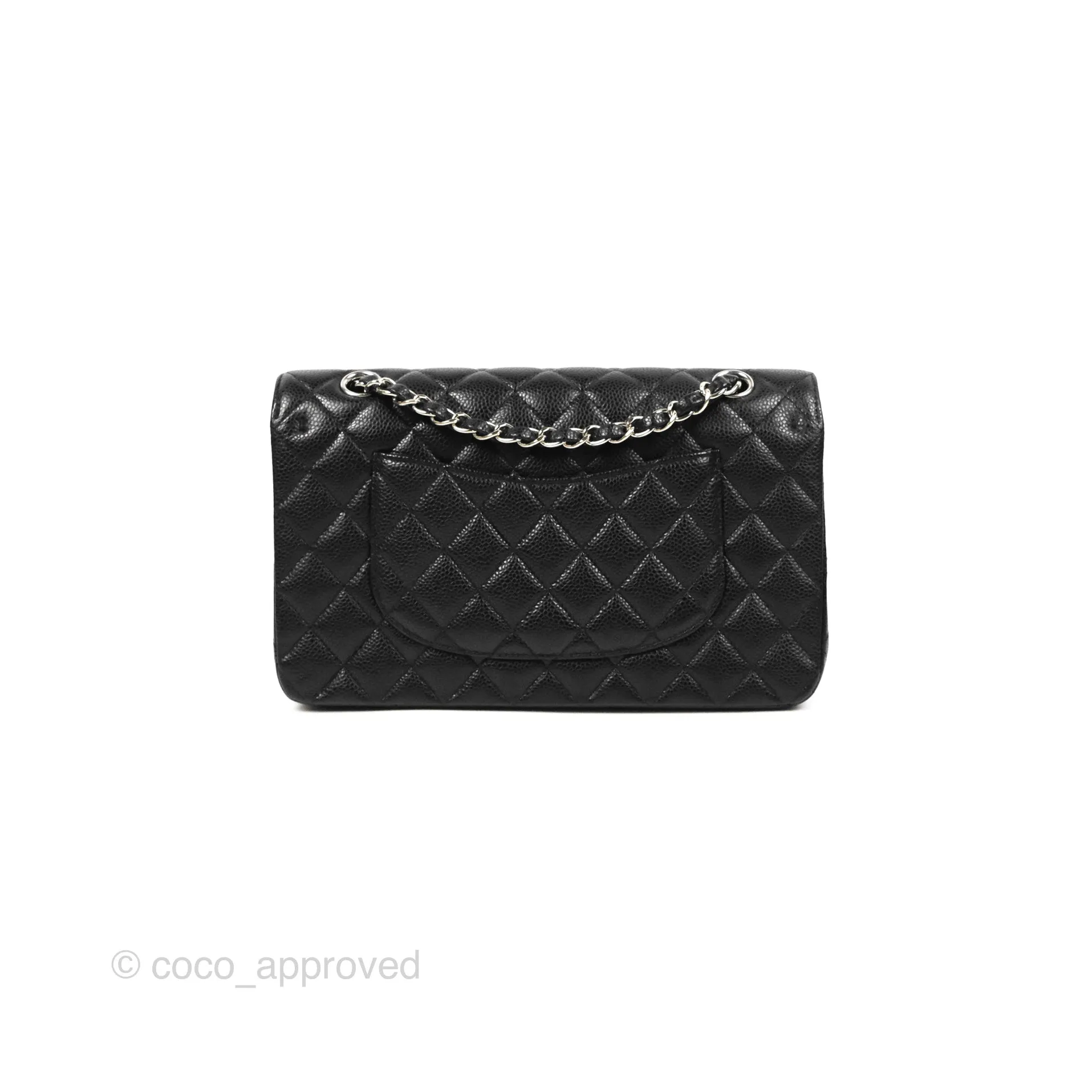 Chanel Classic M/L Medium Flap Quilted Black Caviar Silver Hardware