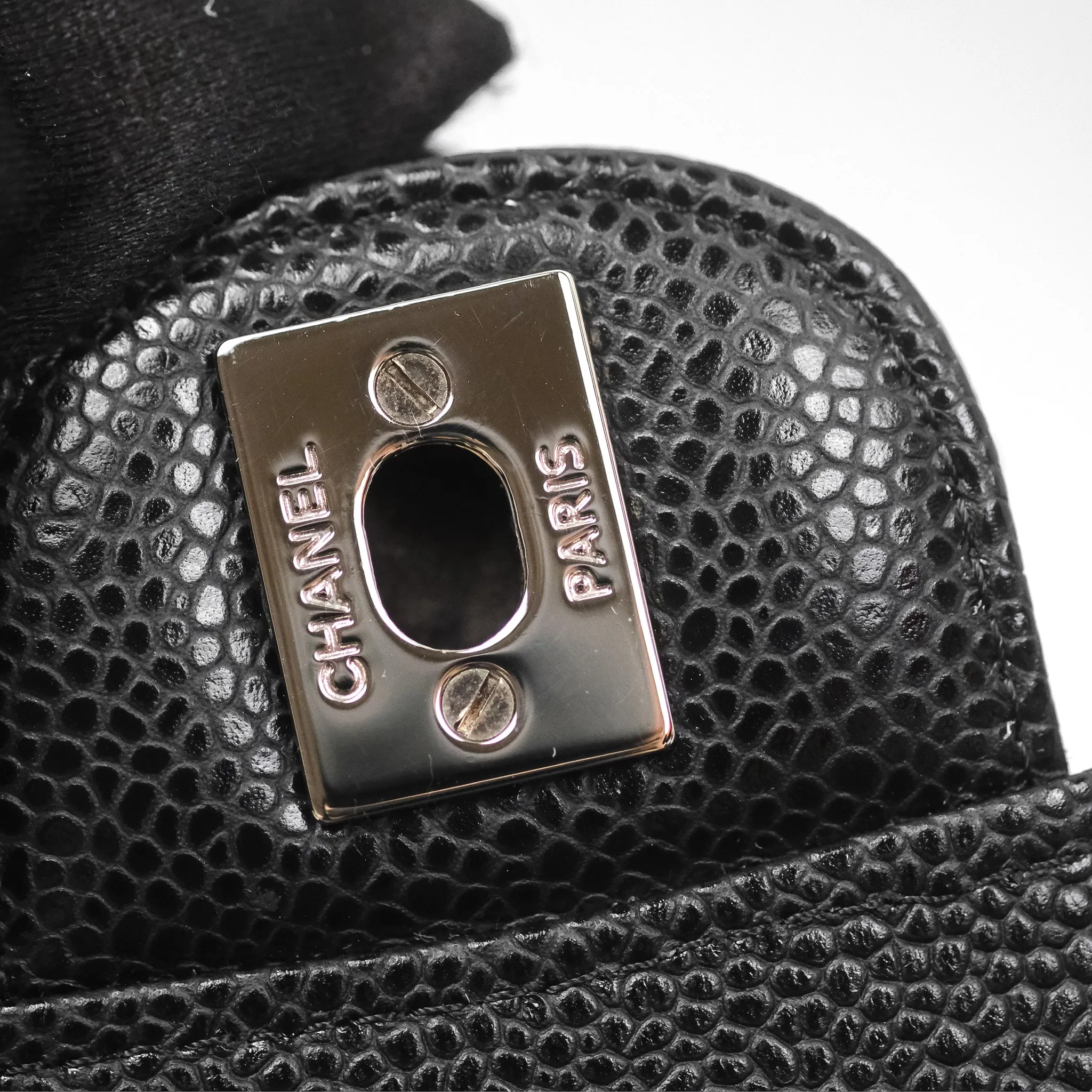 Chanel Classic M/L Medium Flap Quilted Black Caviar Silver Hardware
