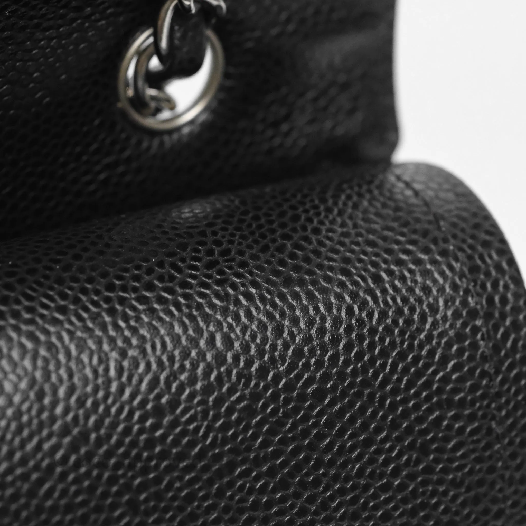 Chanel Classic M/L Medium Flap Quilted Black Caviar Silver Hardware