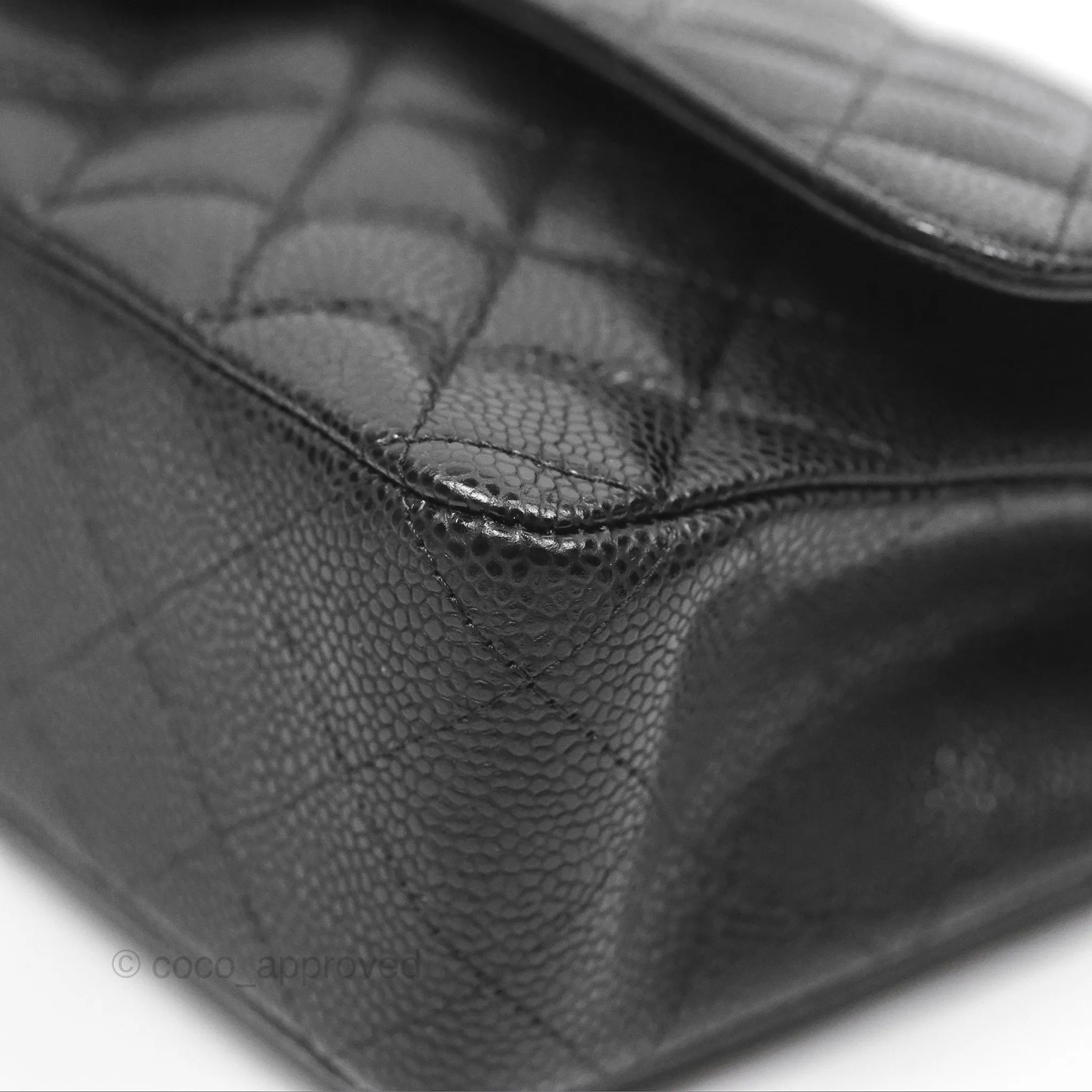 Chanel Classic M/L Medium Flap Quilted Black Caviar Silver Hardware