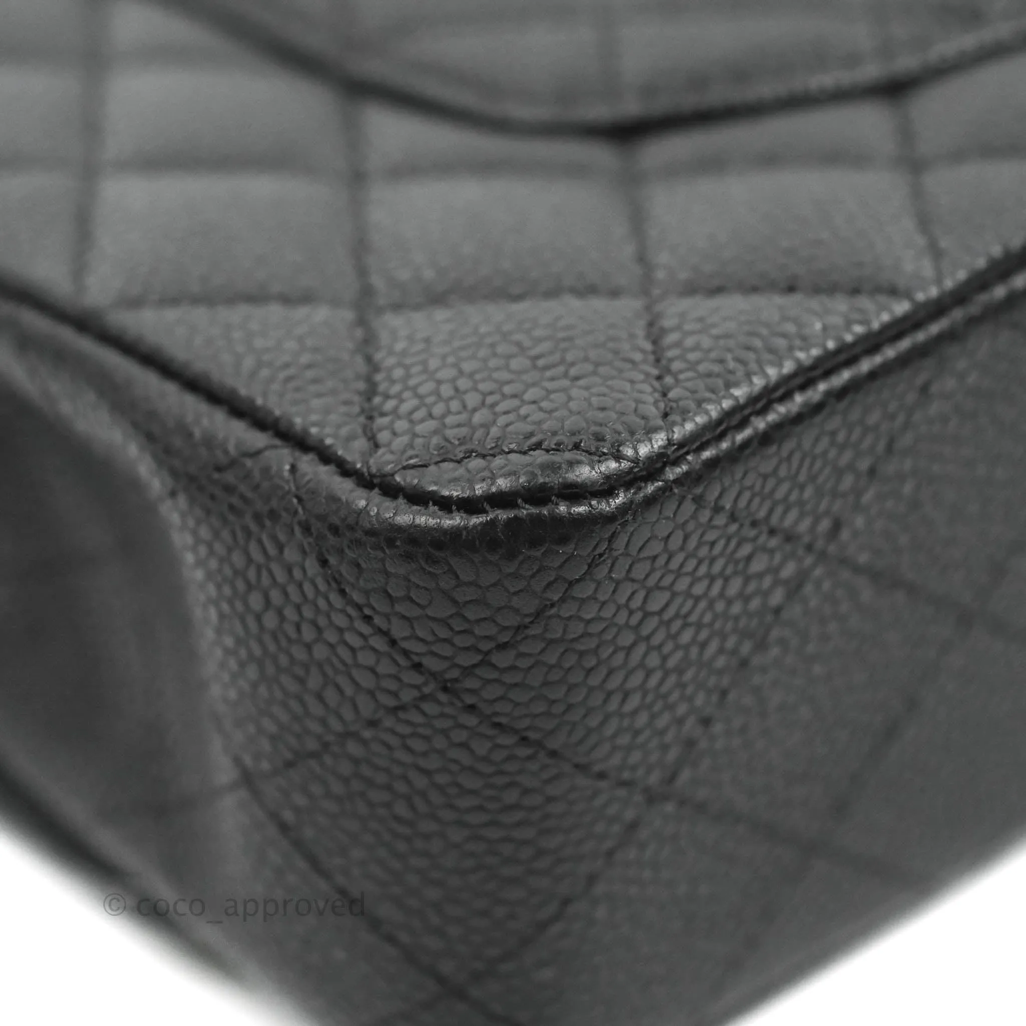 Chanel Classic M/L Medium Flap Quilted Black Caviar Silver Hardware