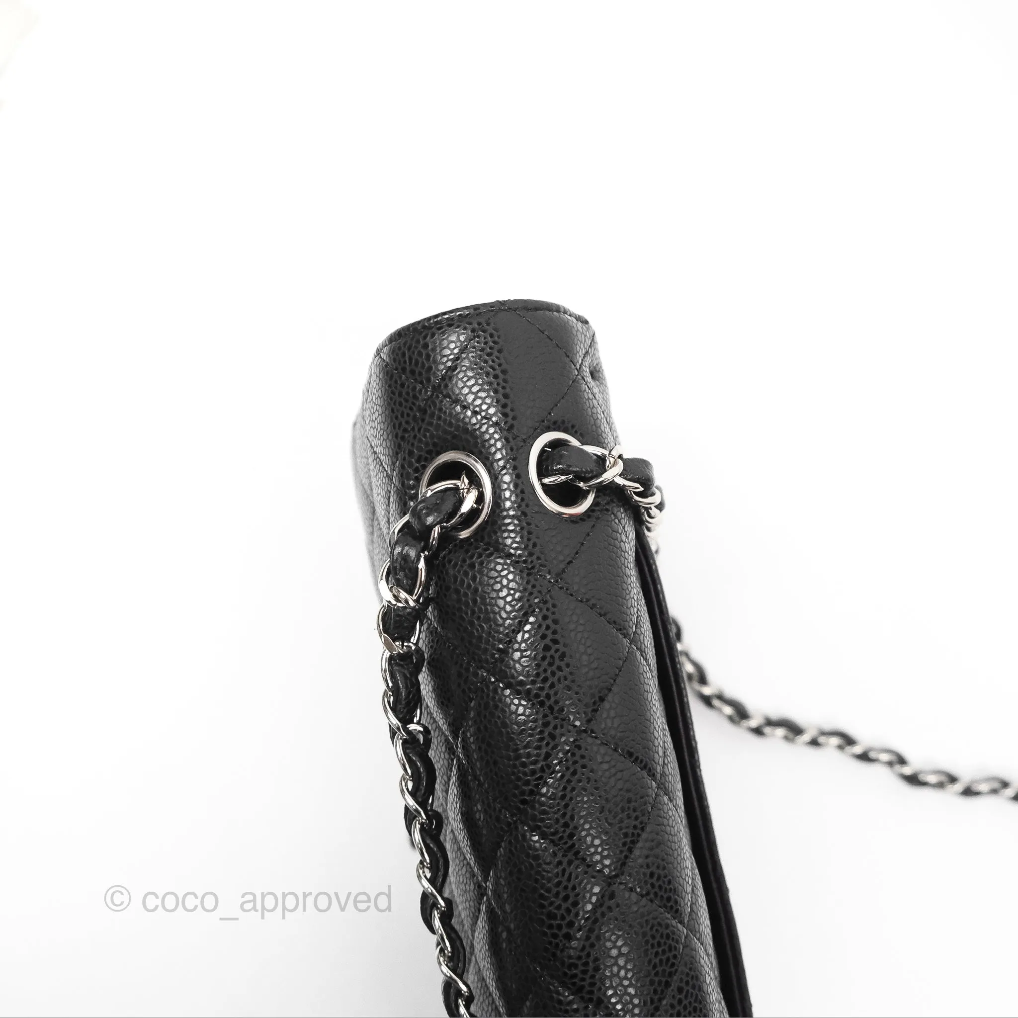 Chanel Classic M/L Medium Flap Quilted Black Caviar Silver Hardware