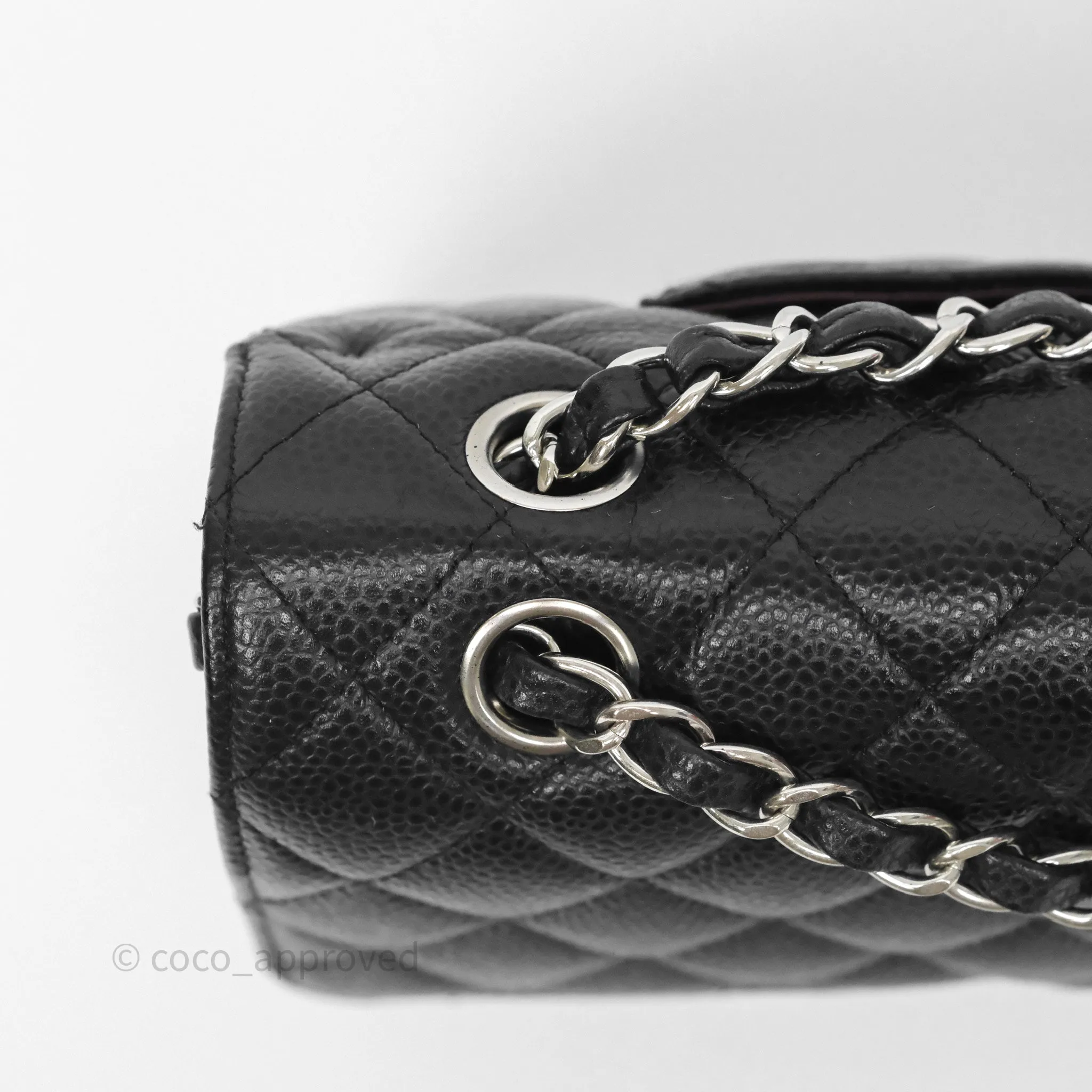 Chanel Classic M/L Medium Flap Quilted Black Caviar Silver Hardware