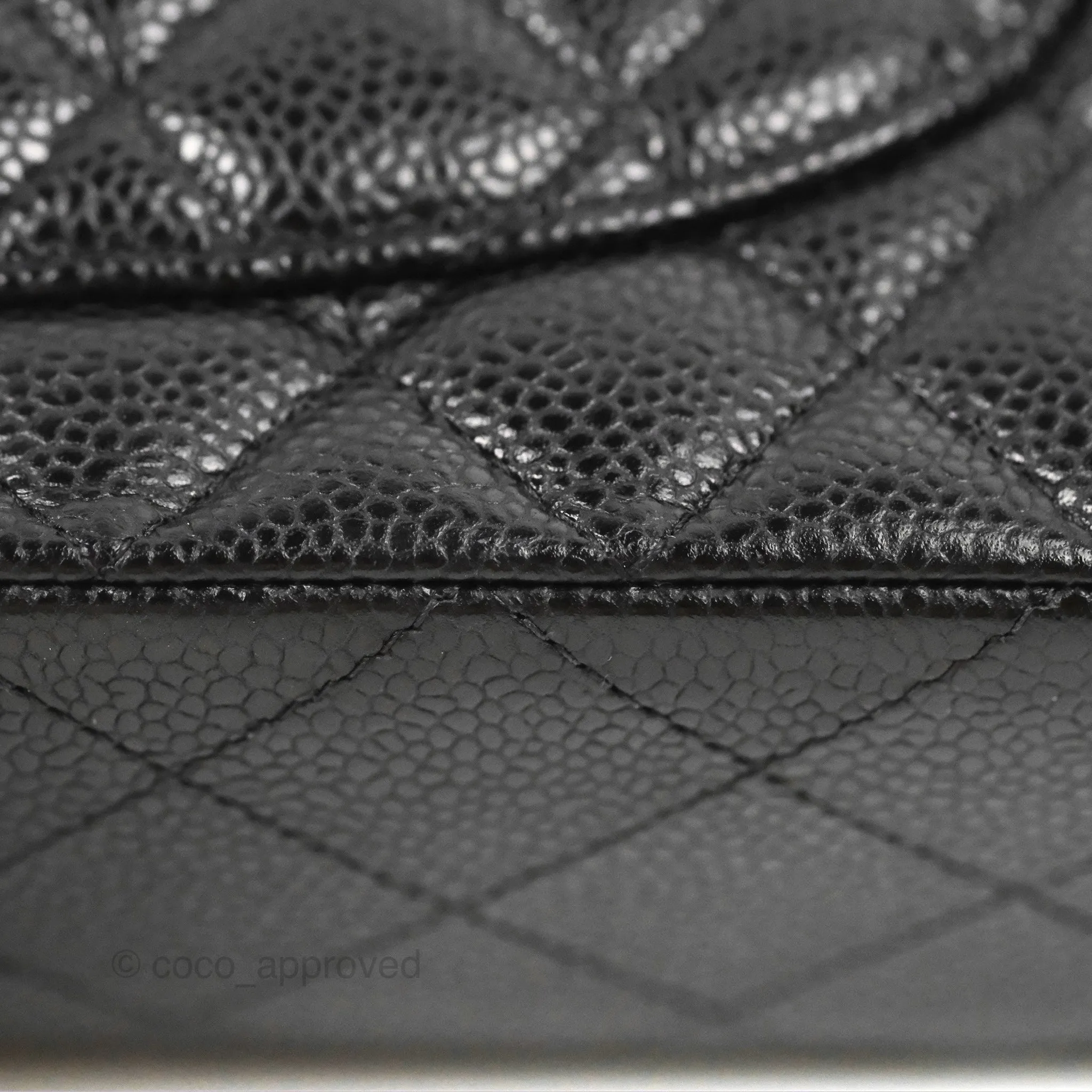 Chanel Classic M/L Medium Flap Quilted Black Caviar Silver Hardware