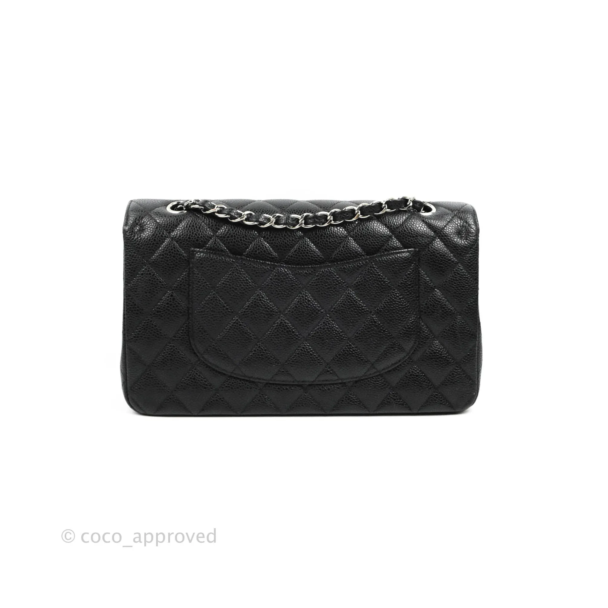 Chanel Classic M/L Medium Flap Quilted Black Caviar Silver Hardware