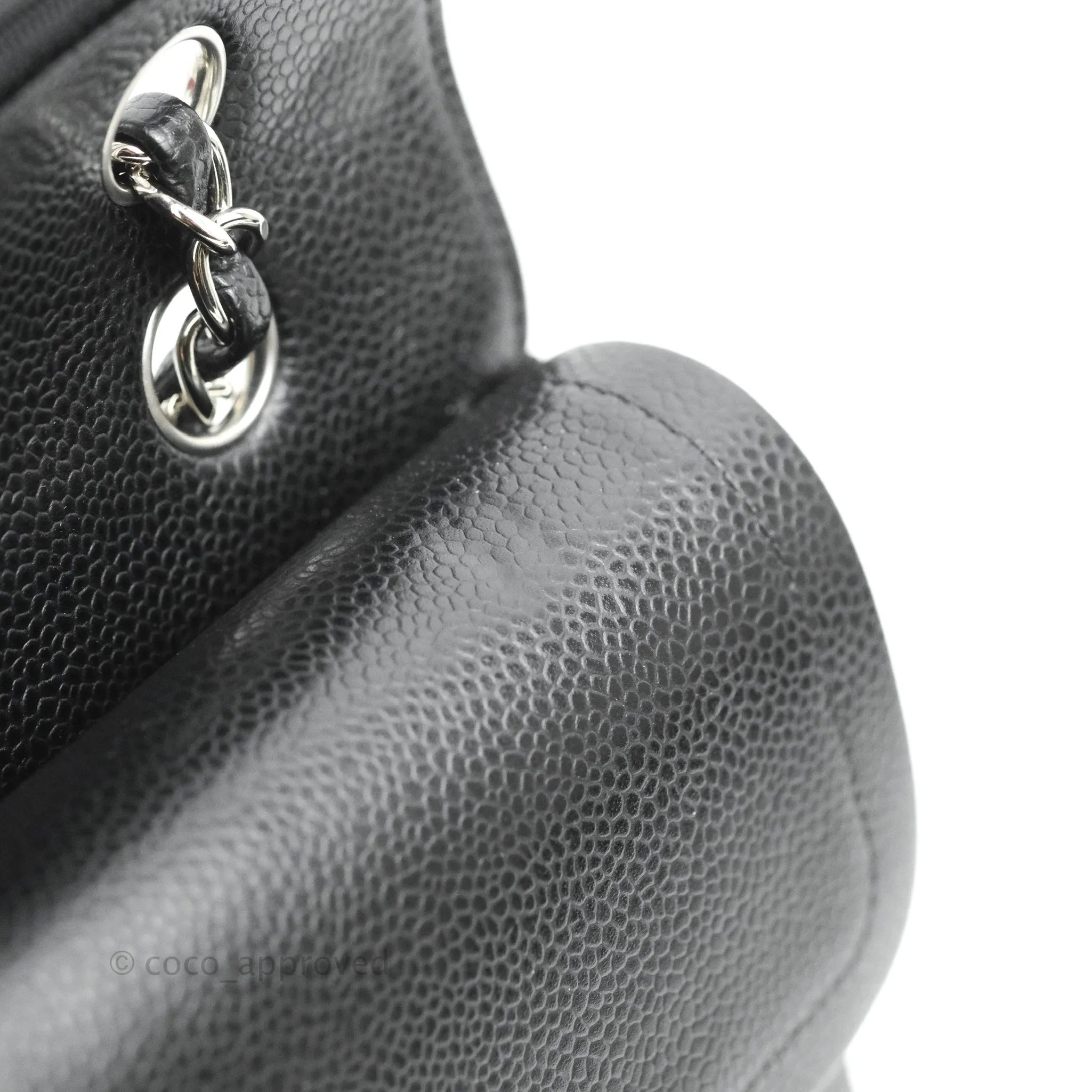 Chanel Classic M/L Medium Flap Quilted Black Caviar Silver Hardware