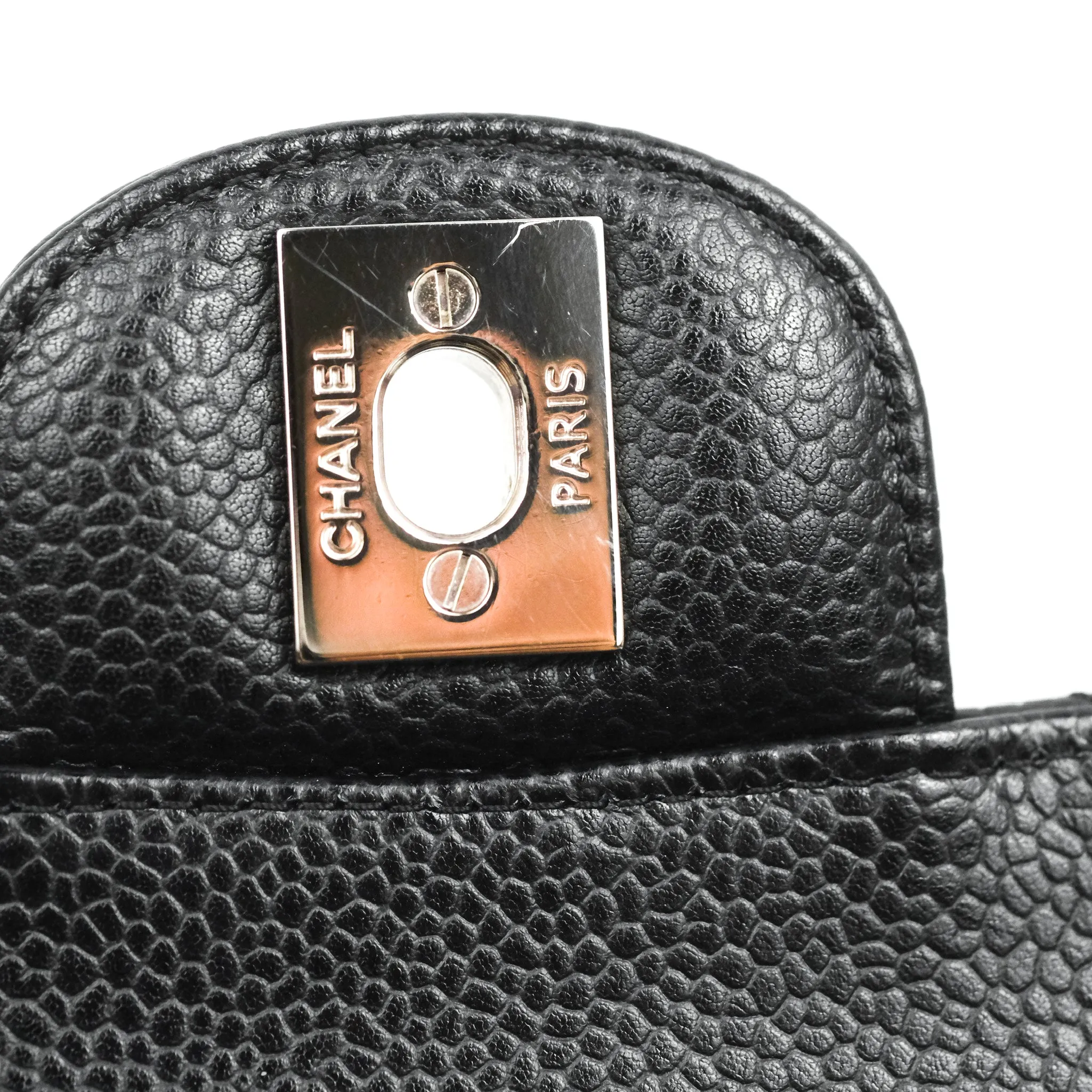 Chanel Classic M/L Medium Flap Quilted Black Caviar Silver Hardware