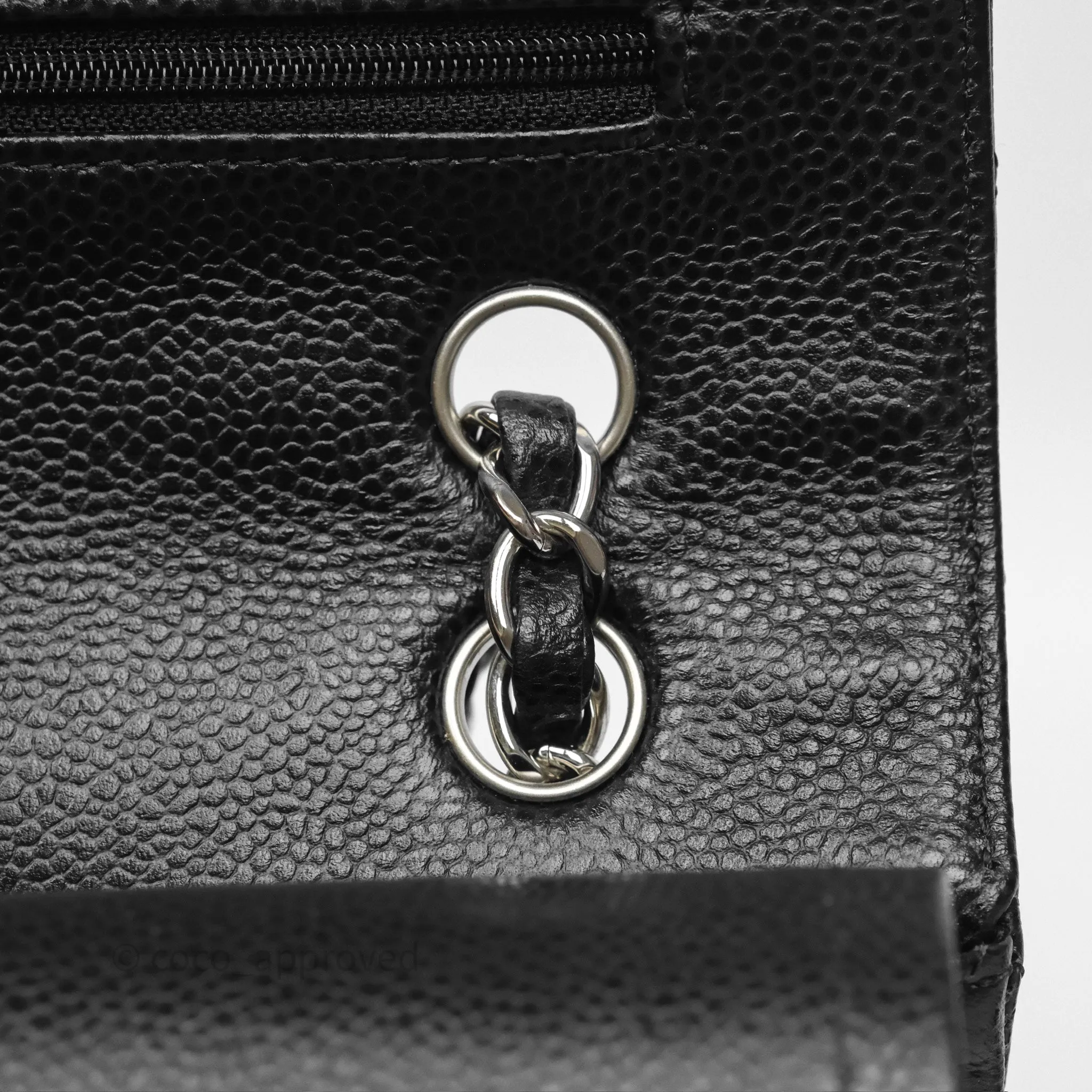 Chanel Classic M/L Medium Flap Quilted Black Caviar Silver Hardware