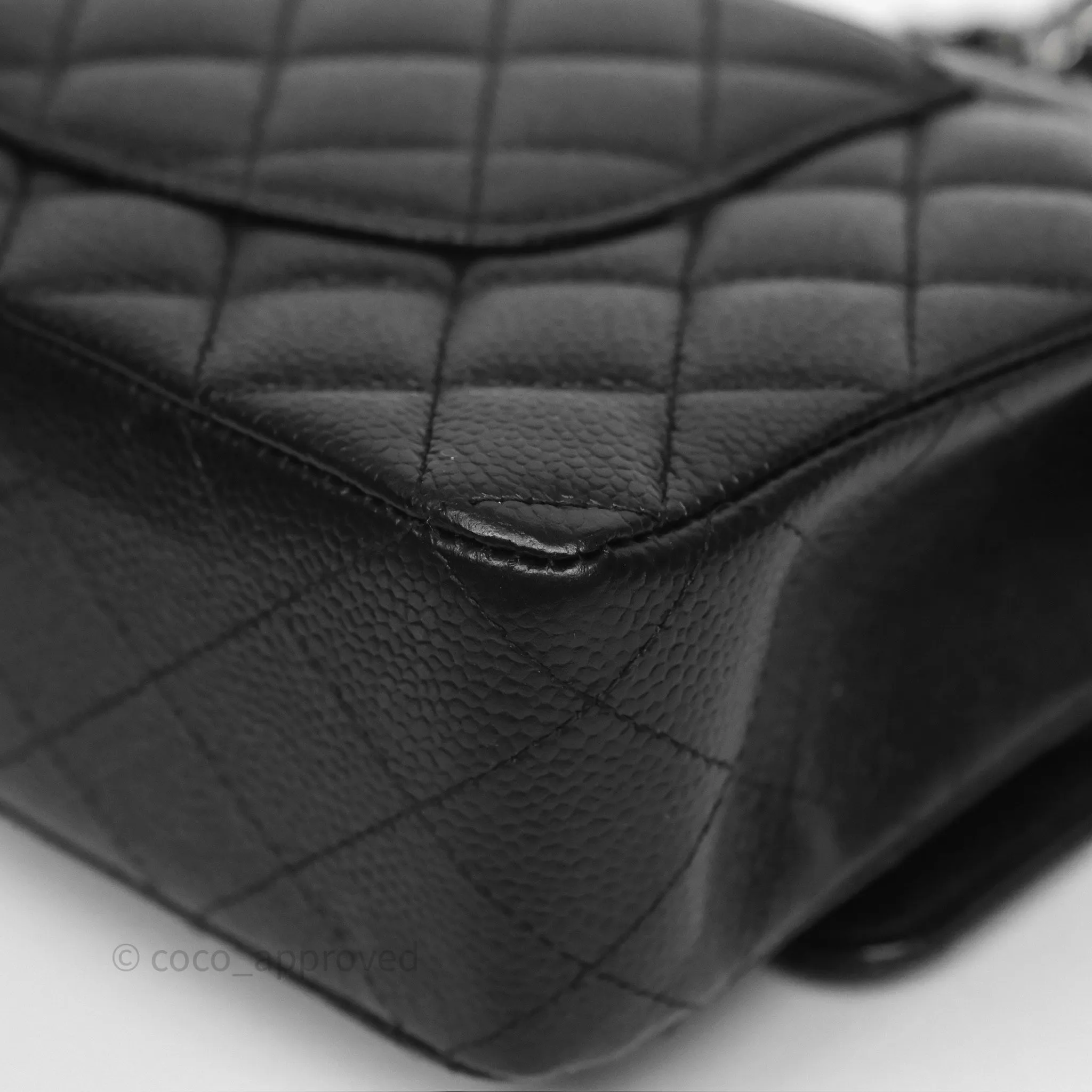 Chanel Classic M/L Medium Flap Quilted Black Caviar Silver Hardware