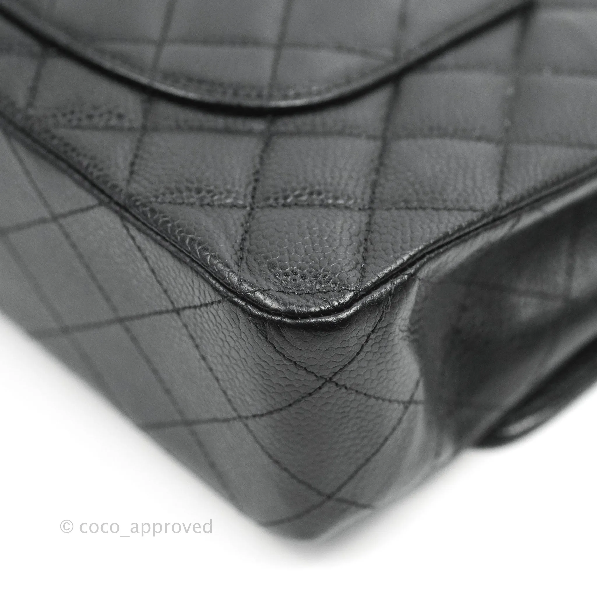 Chanel Classic M/L Medium Flap Quilted Black Caviar Silver Hardware