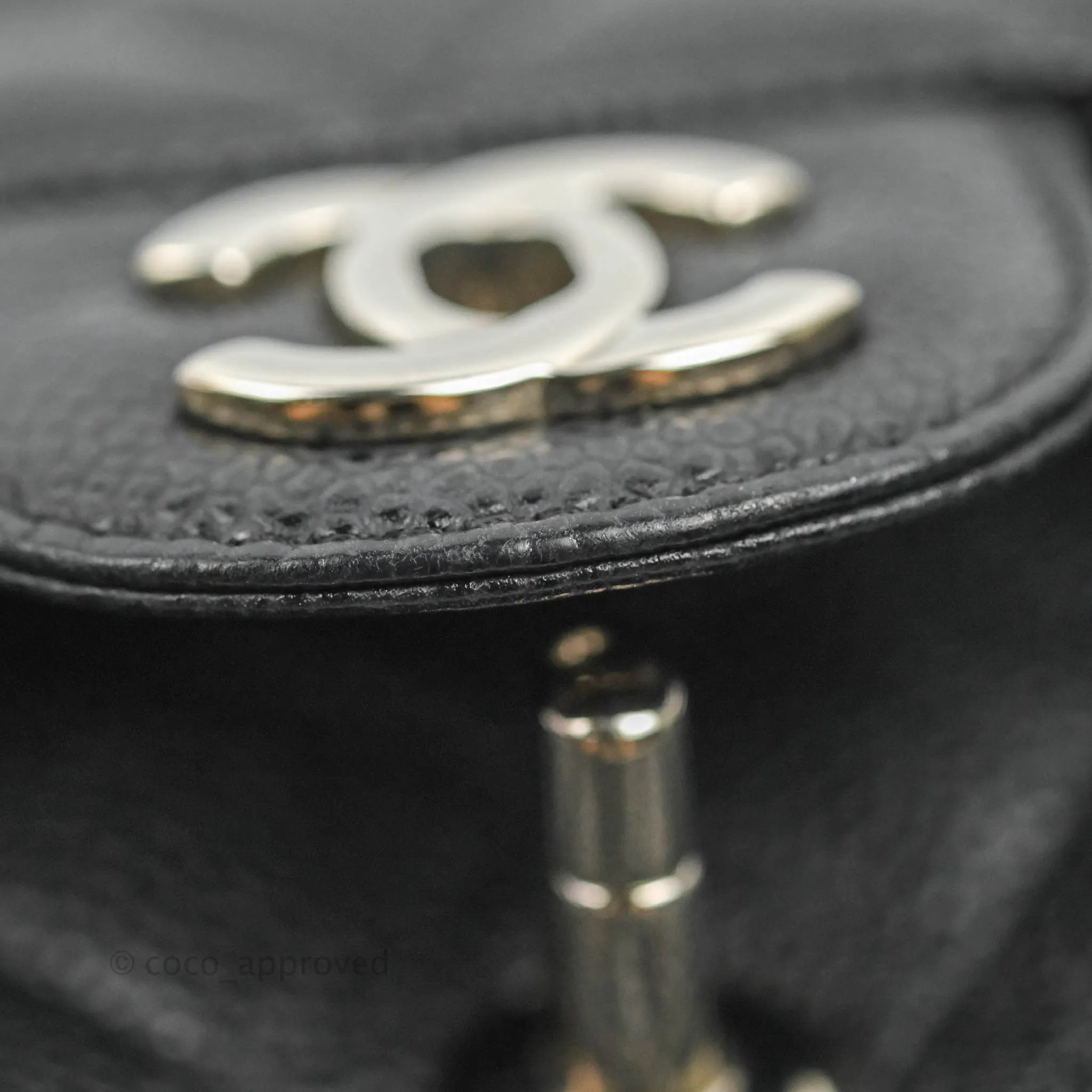 Chanel Classic M/L Medium Flap Quilted Black Caviar Silver Hardware