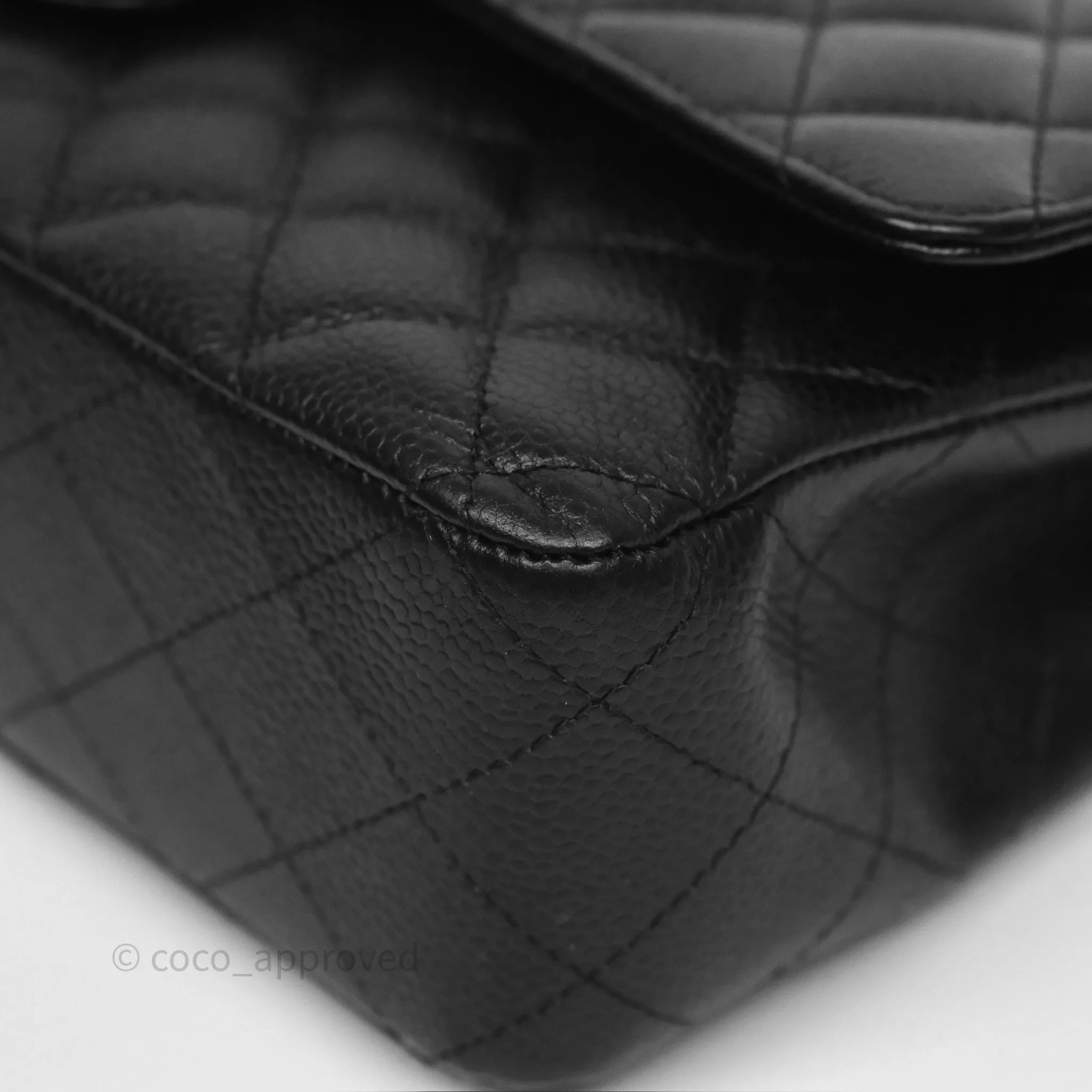 Chanel Classic M/L Medium Flap Quilted Black Caviar Silver Hardware