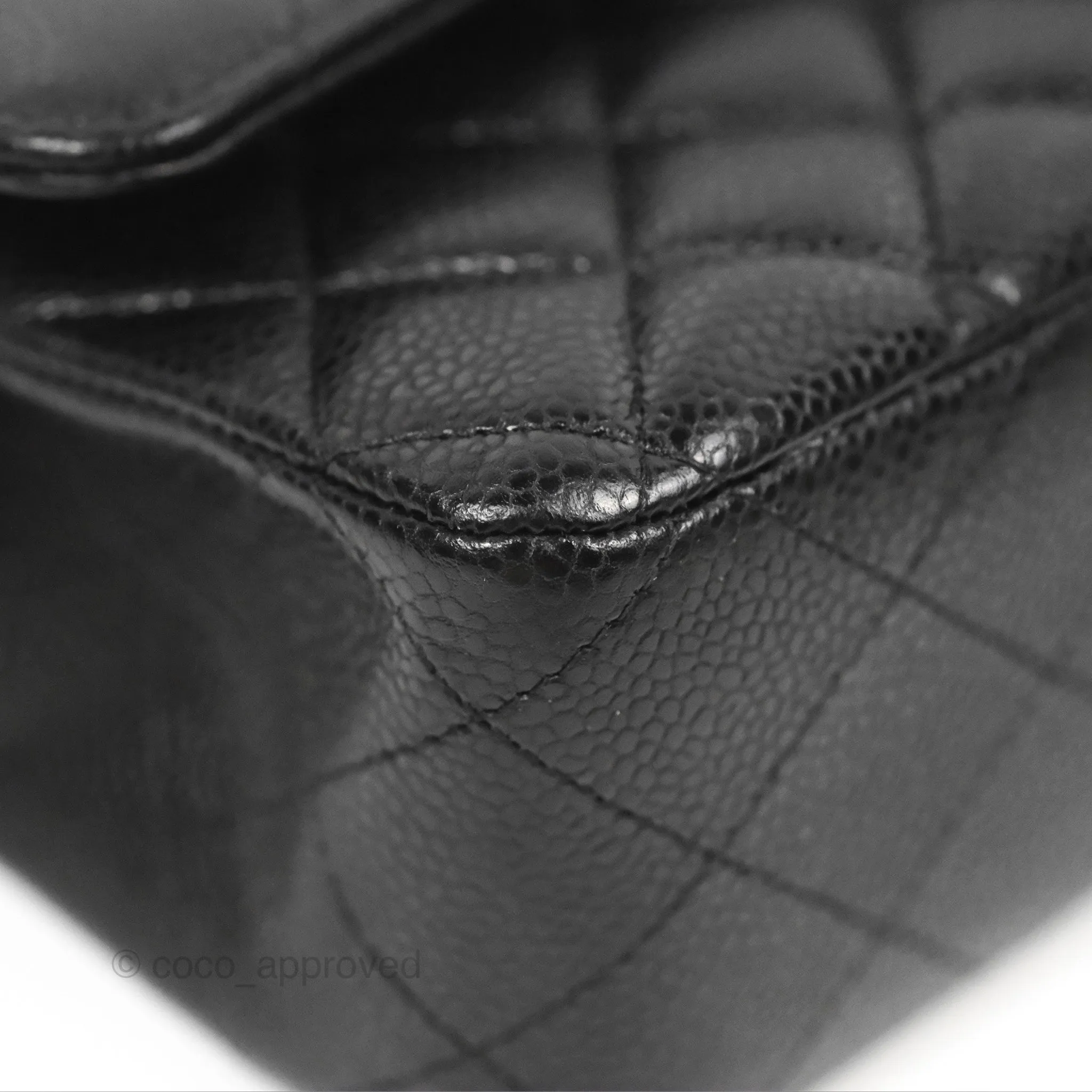 Chanel Classic M/L Medium Flap Quilted Black Caviar Silver Hardware