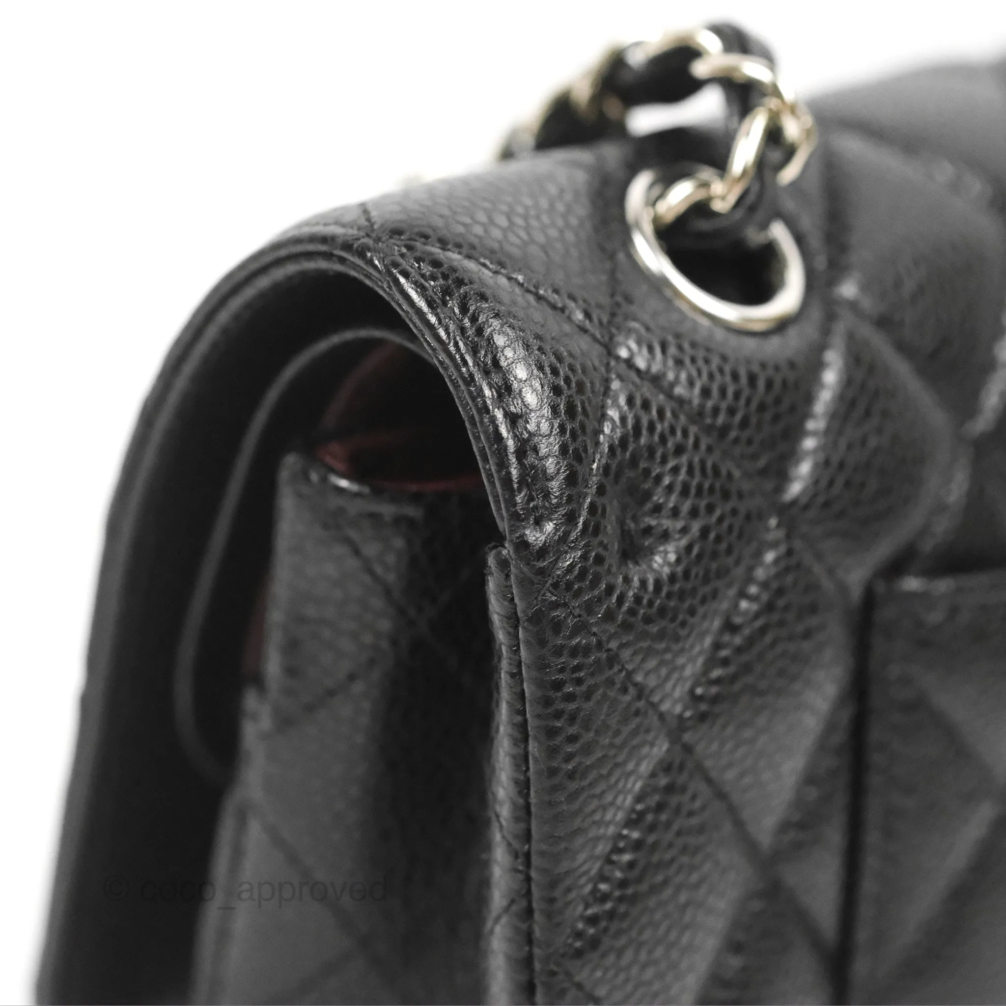 Chanel Classic M/L Medium Flap Quilted Black Caviar Silver Hardware