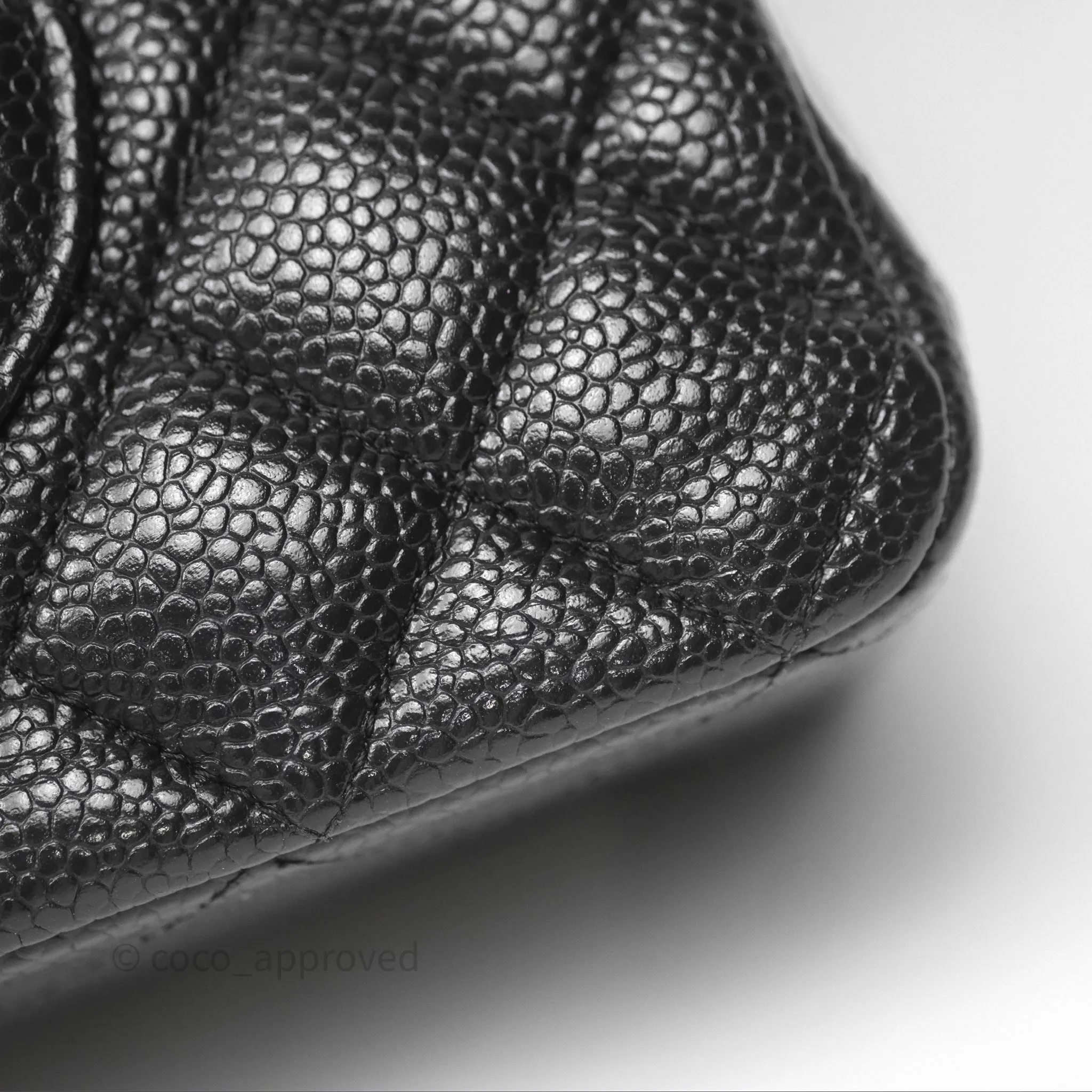 Chanel Classic M/L Medium Flap Quilted Black Caviar Silver Hardware