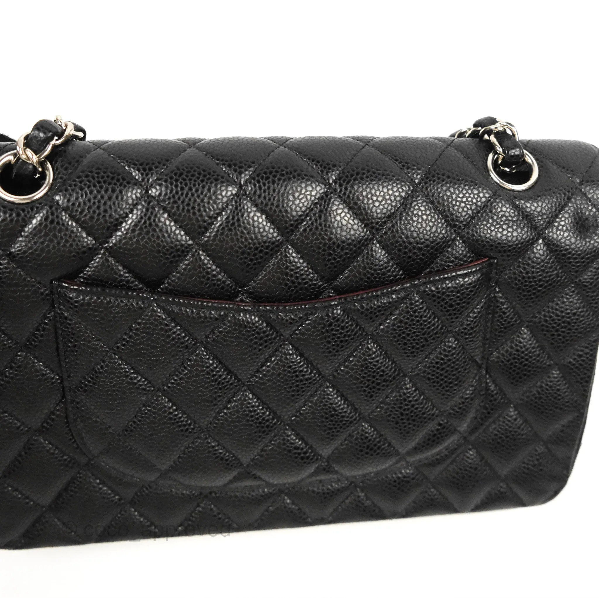 Chanel Classic M/L Medium Flap Quilted Black Caviar Silver Hardware