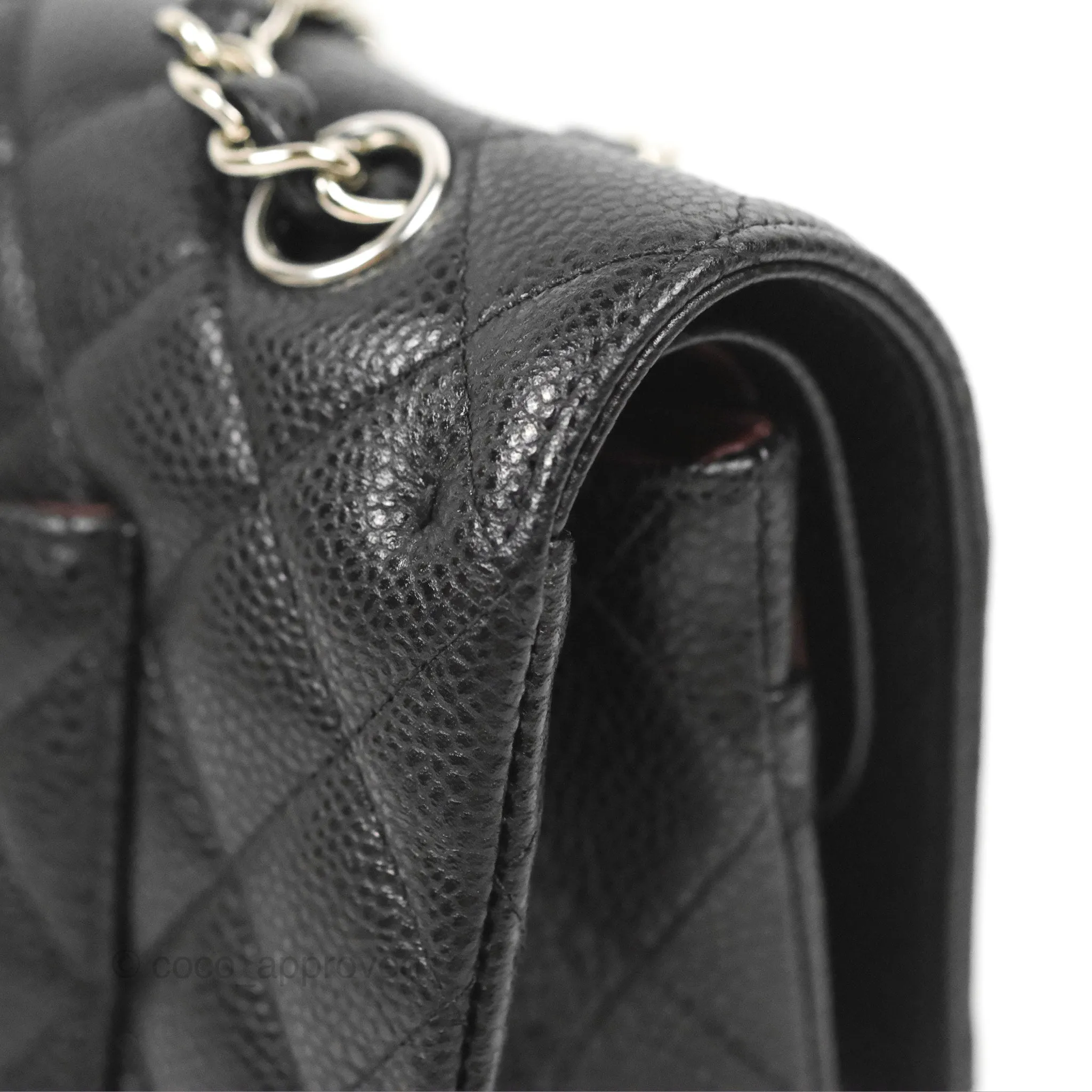 Chanel Classic M/L Medium Flap Quilted Black Caviar Silver Hardware