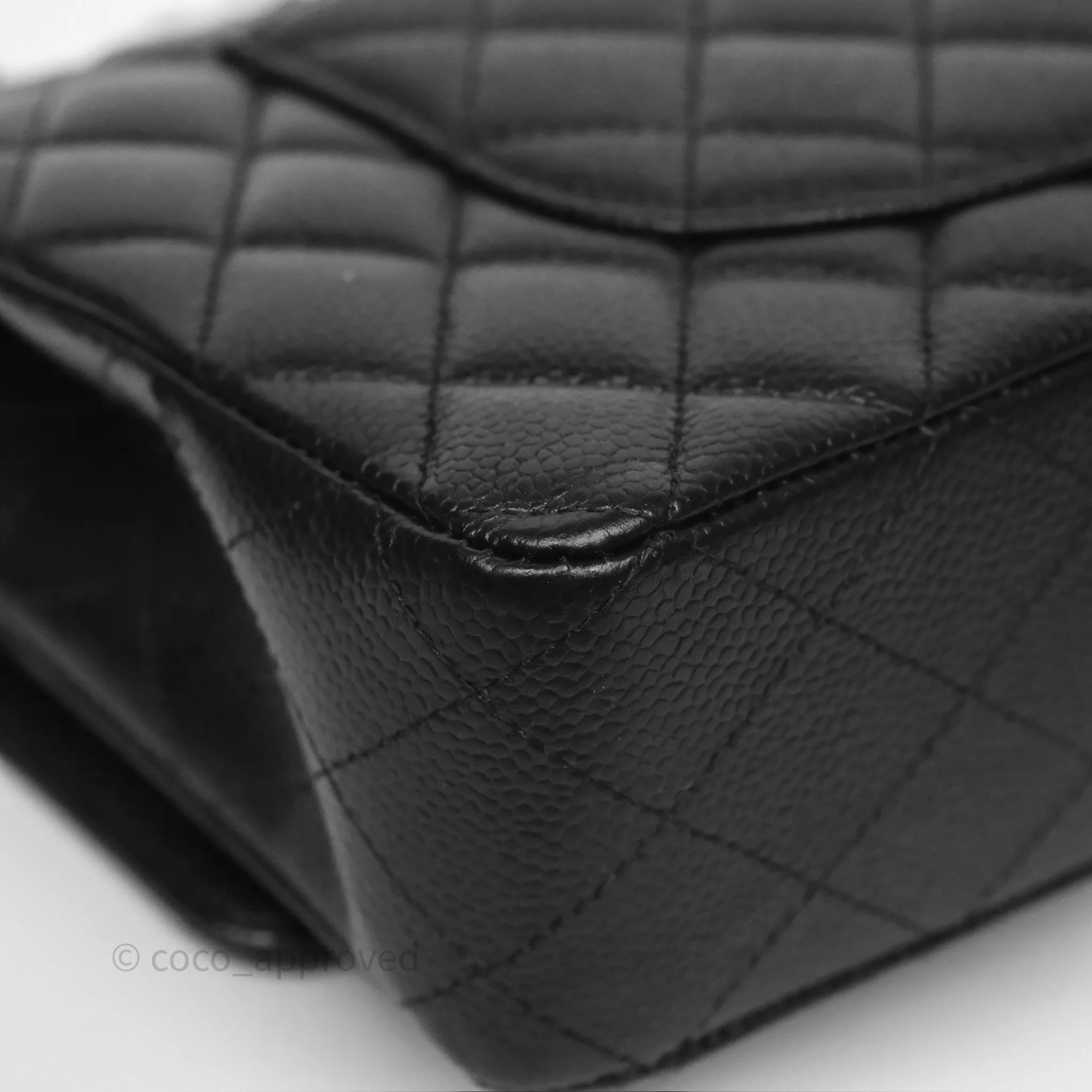 Chanel Classic M/L Medium Flap Quilted Black Caviar Silver Hardware