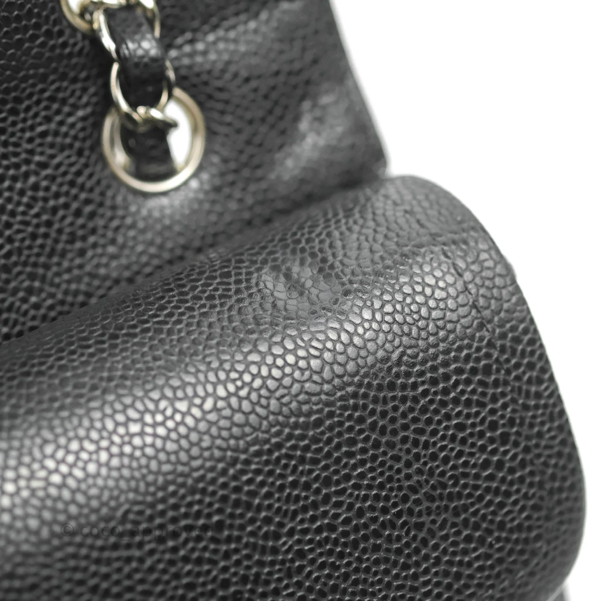 Chanel Classic M/L Medium Flap Quilted Black Caviar Silver Hardware