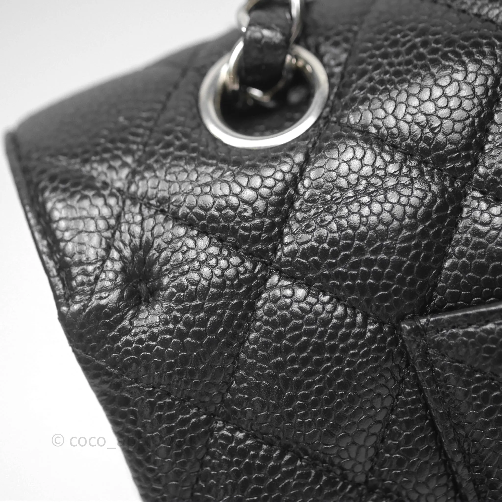 Chanel Classic M/L Medium Flap Quilted Black Caviar Silver Hardware