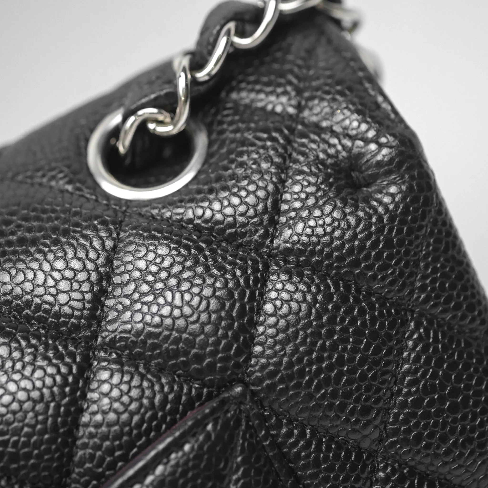Chanel Classic M/L Medium Flap Quilted Black Caviar Silver Hardware