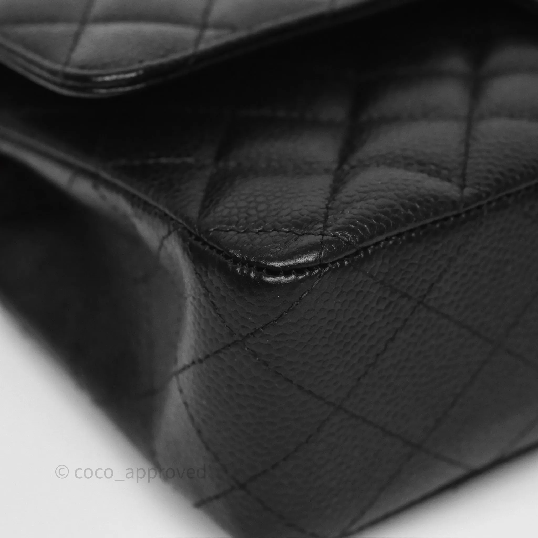 Chanel Classic M/L Medium Flap Quilted Black Caviar Silver Hardware