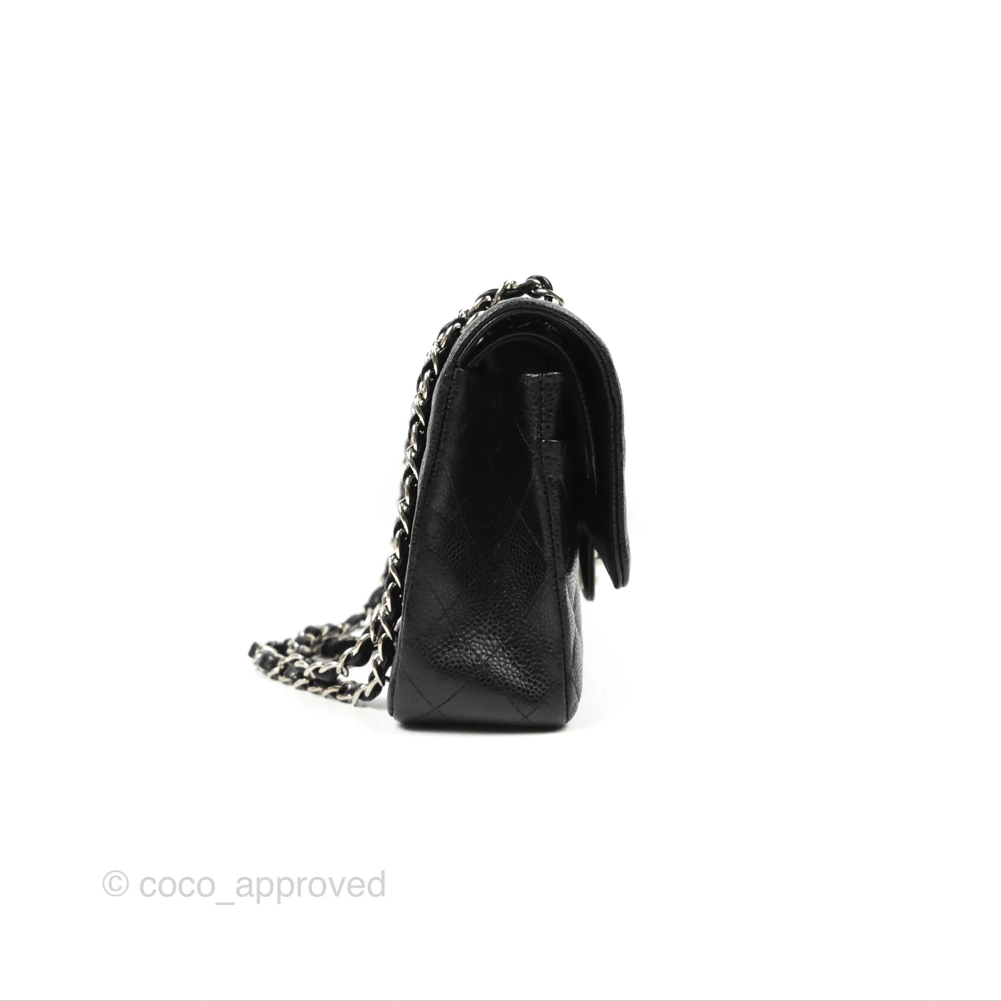 Chanel Classic M/L Medium Flap Quilted Black Caviar Silver Hardware