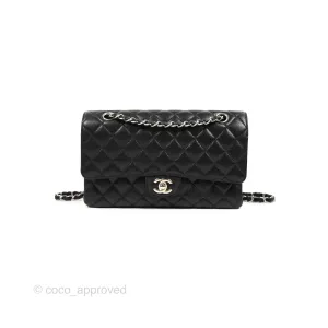 Chanel Classic M/L Medium Flap Quilted Black Caviar Silver Hardware