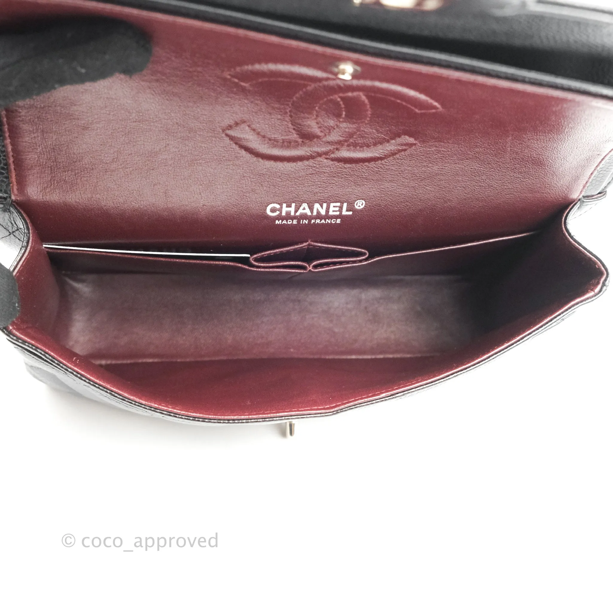 Chanel Classic M/L Medium Flap Quilted Black Caviar Silver Hardware