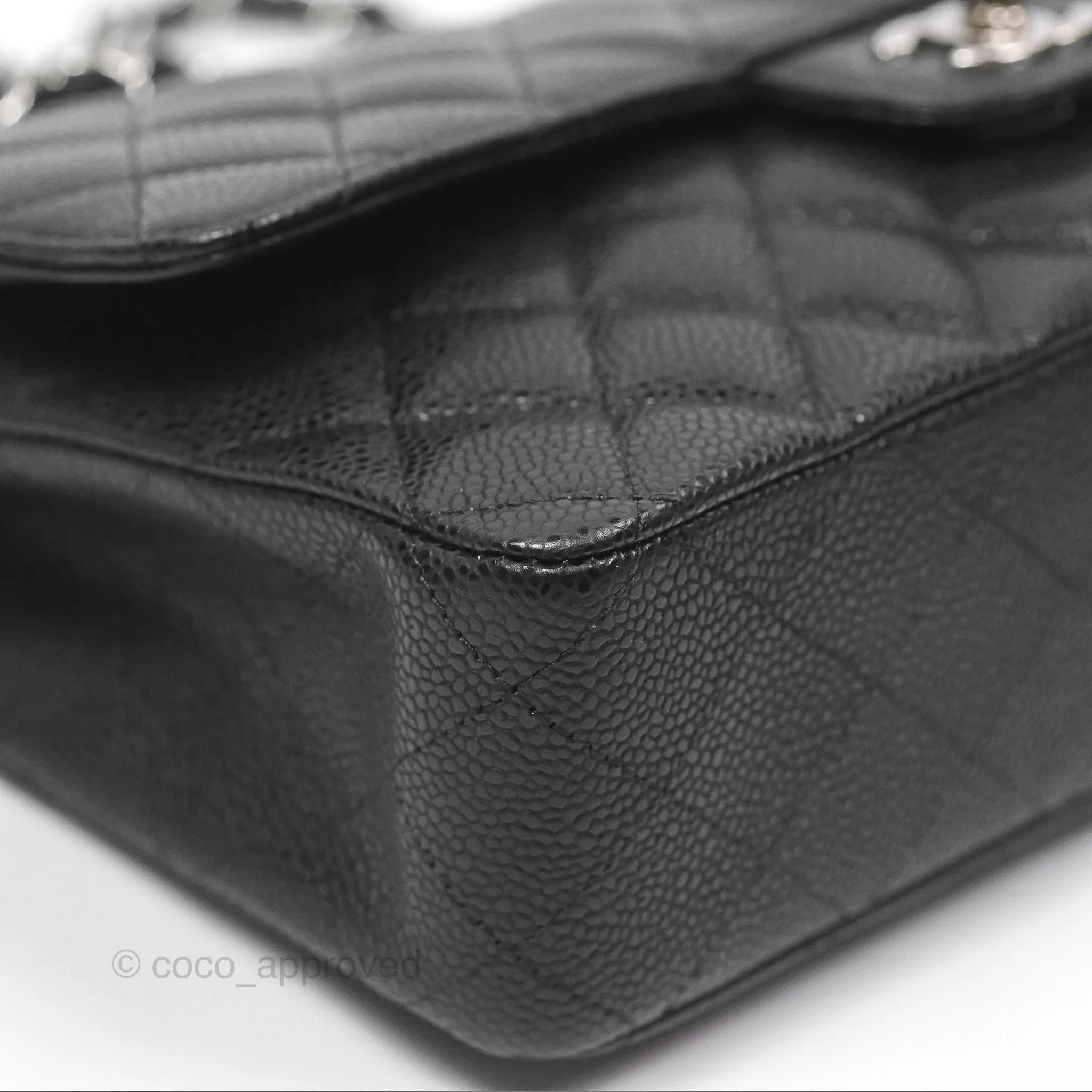 Chanel Classic M/L Medium Flap Quilted Black Caviar Silver Hardware