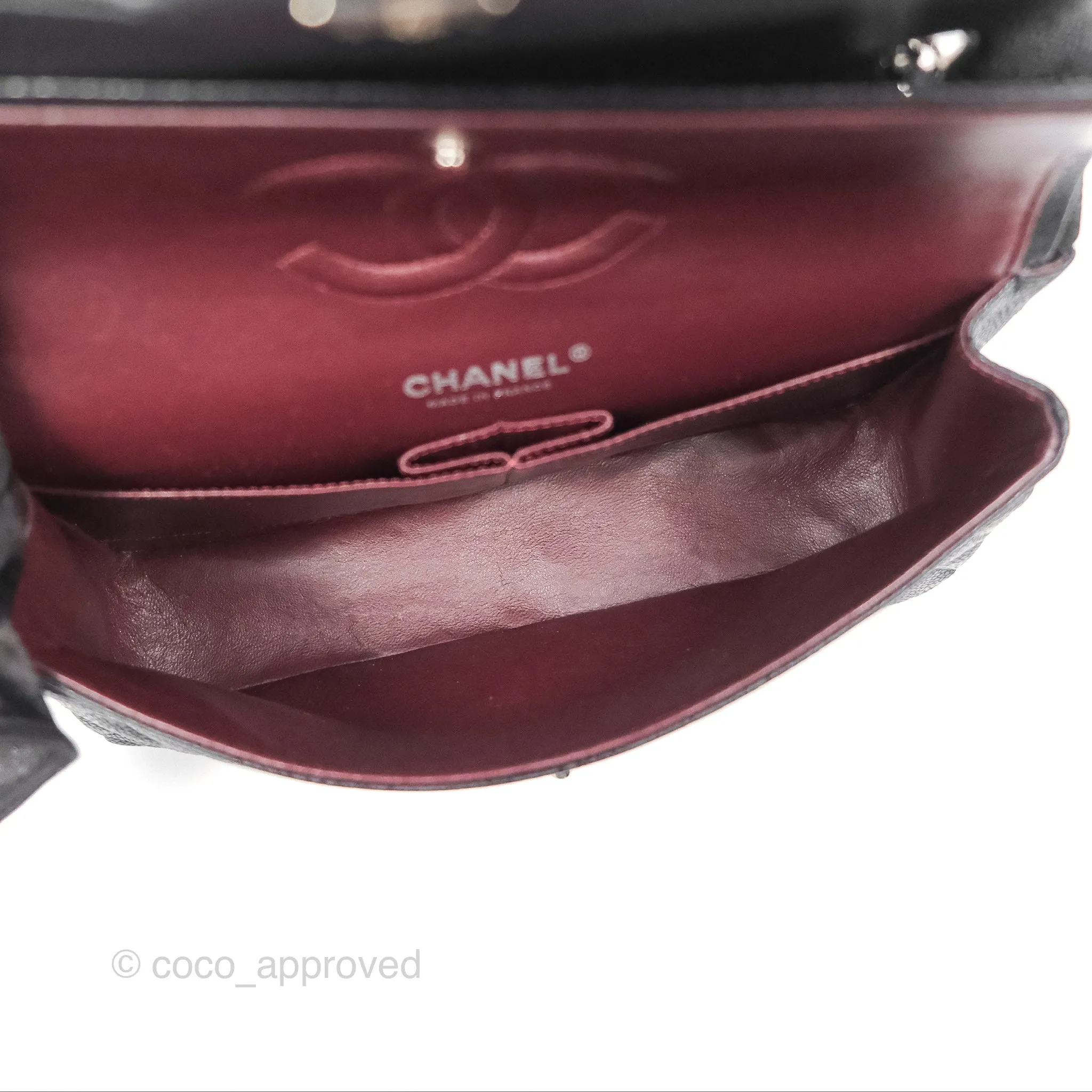 Chanel Classic M/L Medium Flap Quilted Black Caviar Silver Hardware
