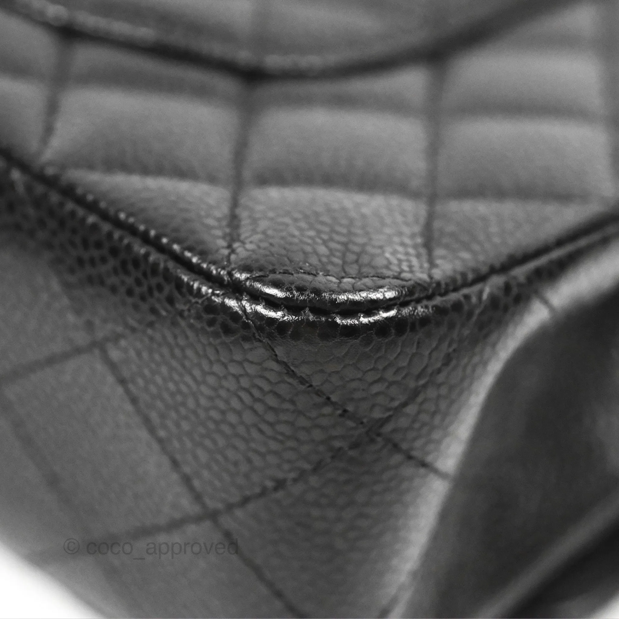 Chanel Classic M/L Medium Flap Quilted Black Caviar Silver Hardware