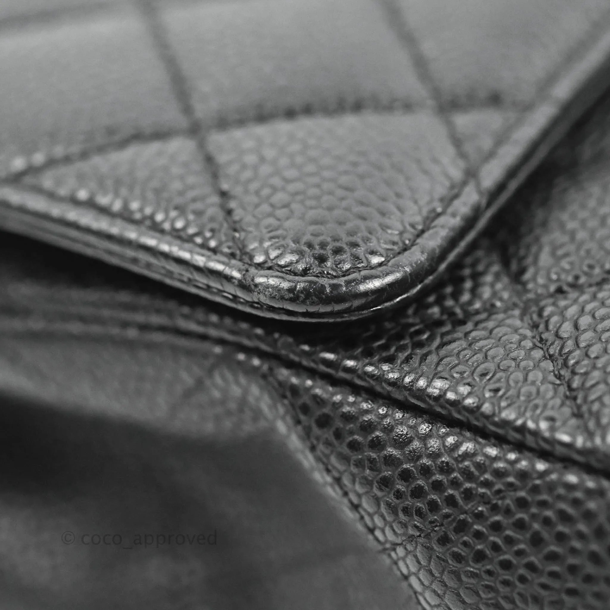 Chanel Classic M/L Medium Flap Quilted Black Caviar Silver Hardware