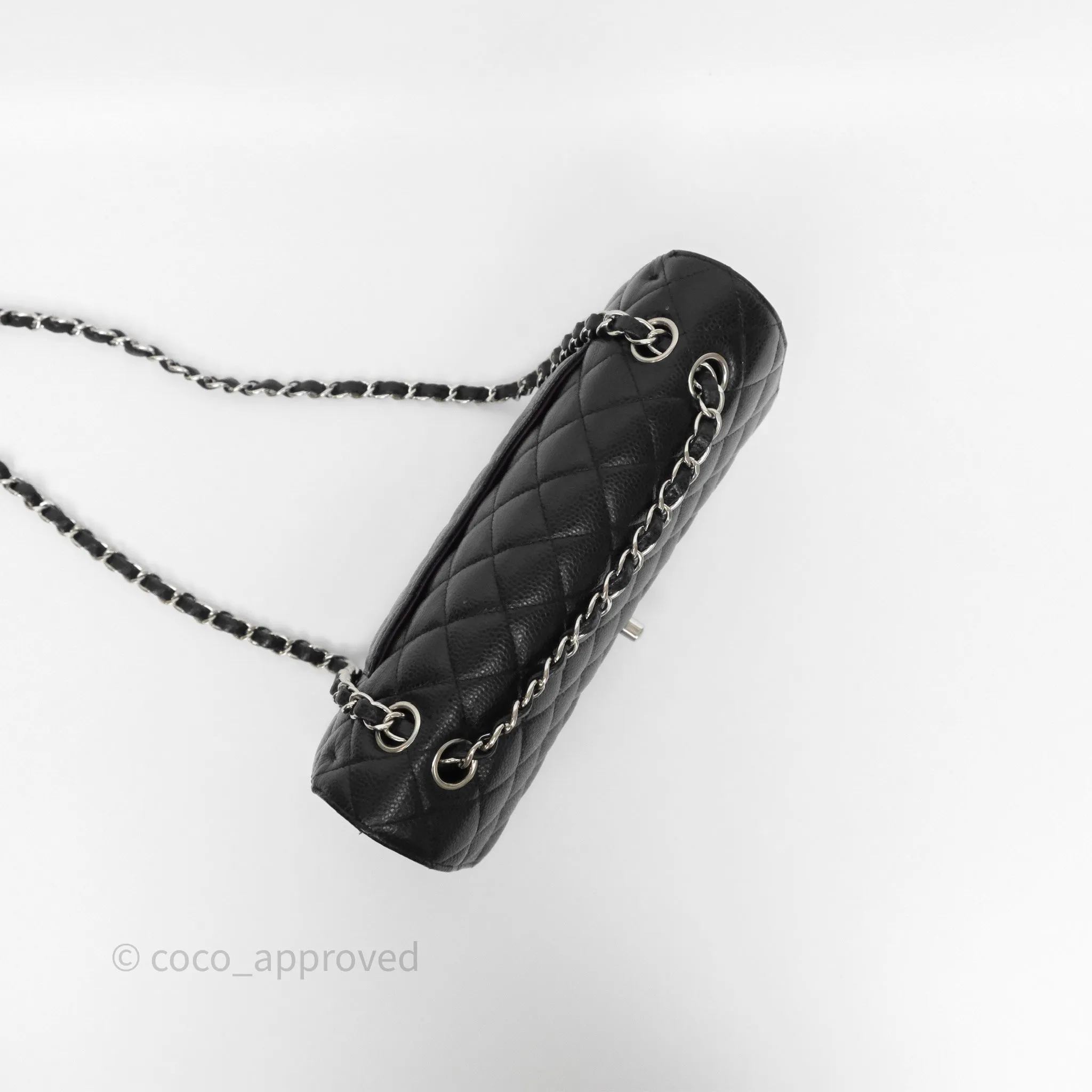 Chanel Classic M/L Medium Flap Quilted Black Caviar Silver Hardware