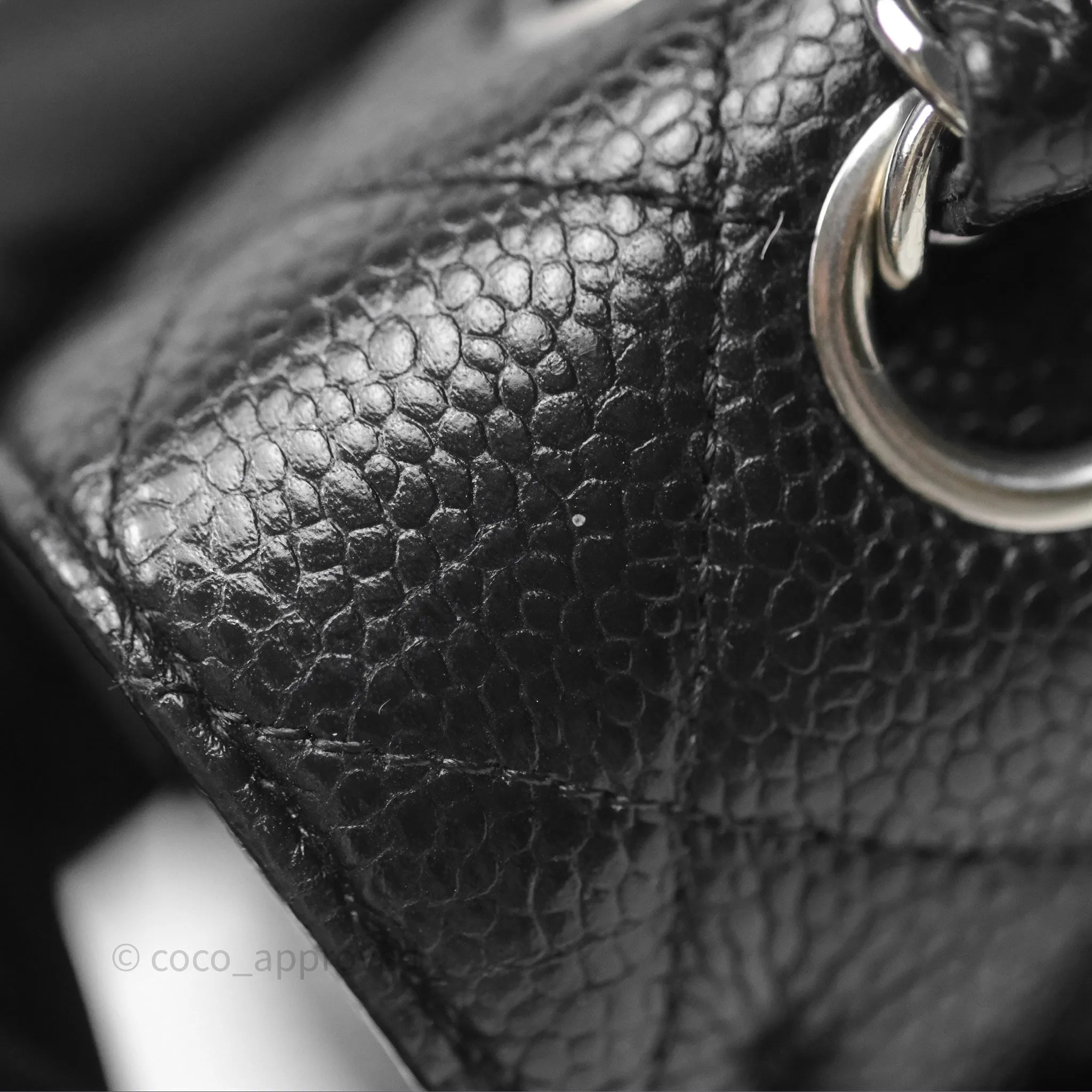 Chanel Classic M/L Medium Flap Quilted Black Caviar Silver Hardware