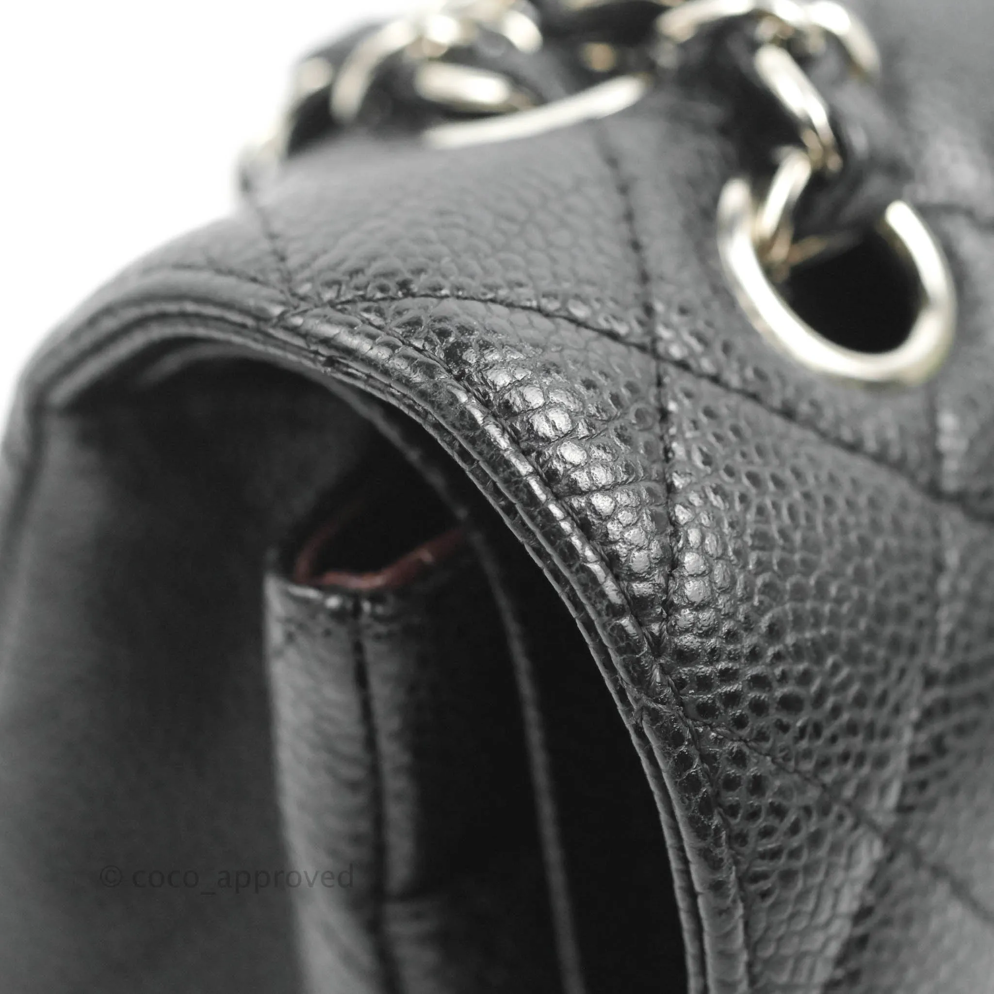 Chanel Classic M/L Medium Flap Quilted Black Caviar Silver Hardware