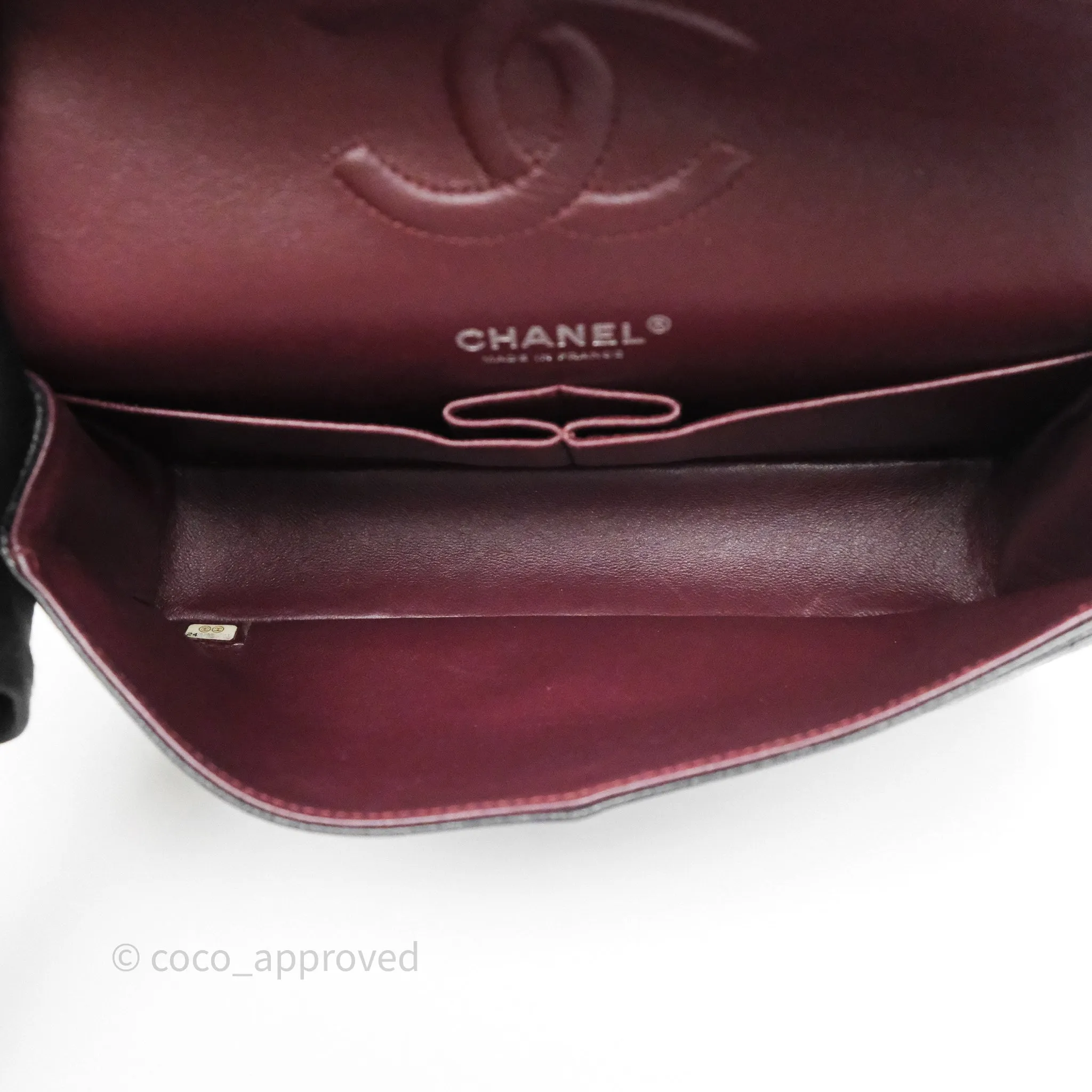 Chanel Classic M/L Medium Flap Quilted Black Caviar Silver Hardware