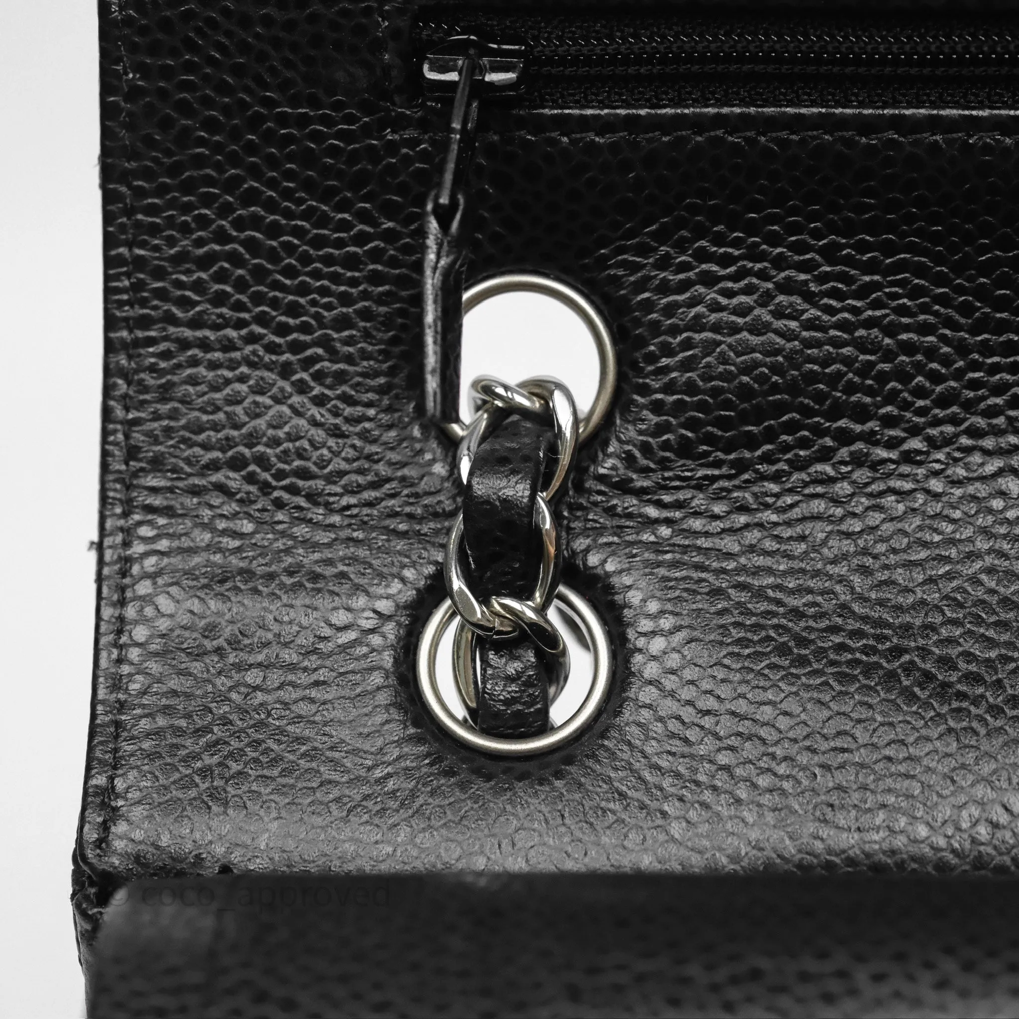 Chanel Classic M/L Medium Flap Quilted Black Caviar Silver Hardware