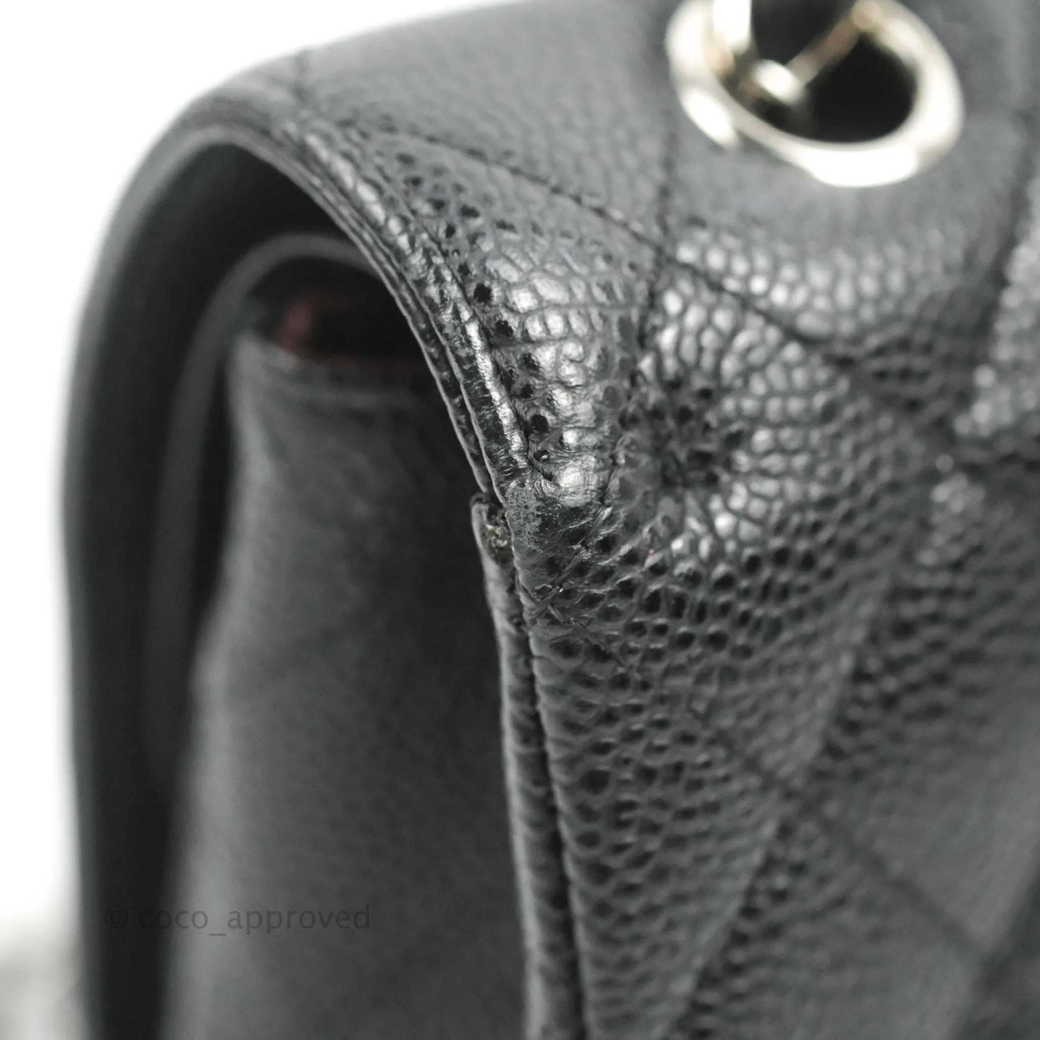 Chanel Classic M/L Medium Flap Quilted Black Caviar Silver Hardware