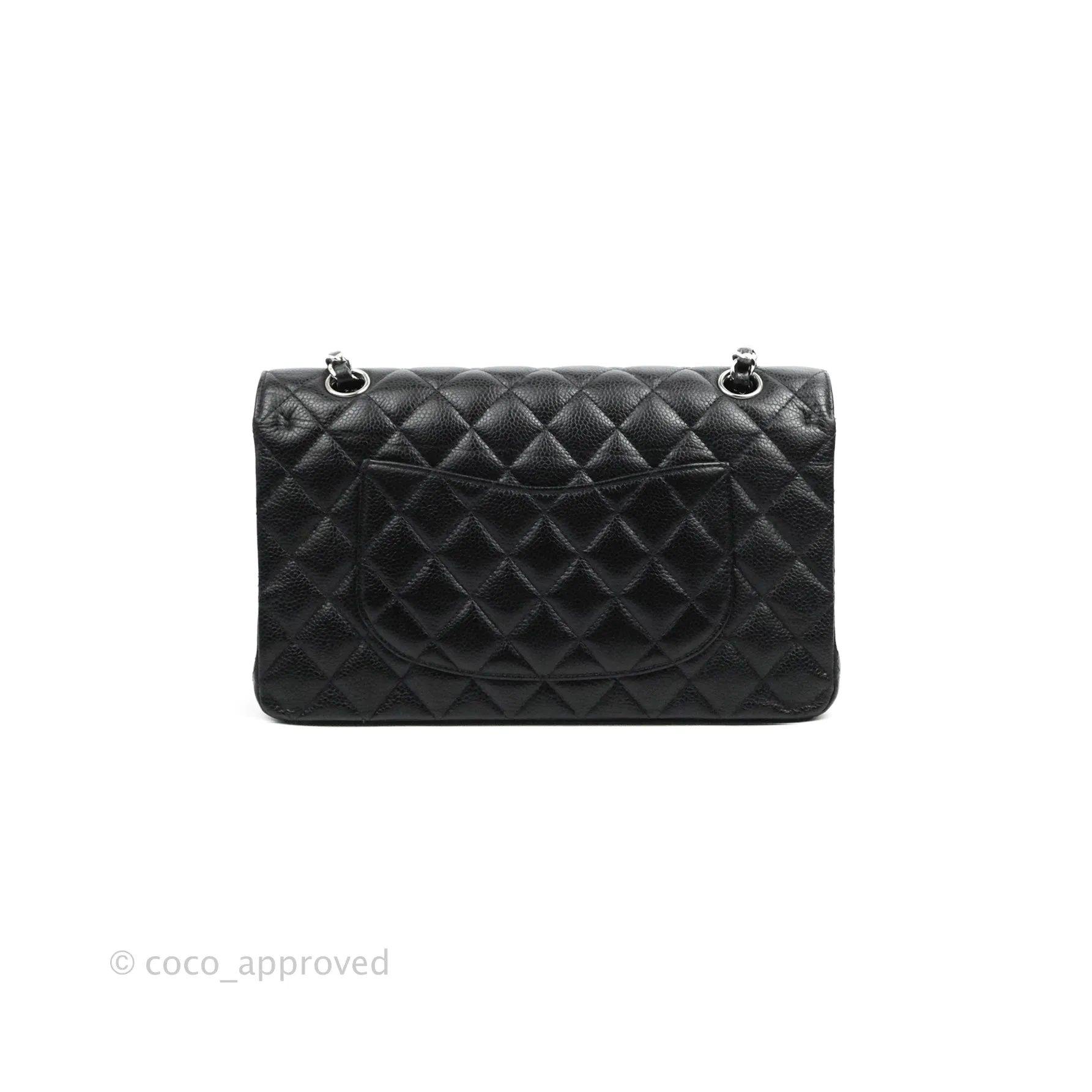 Chanel Classic M/L Medium Flap Quilted Black Caviar Silver Hardware