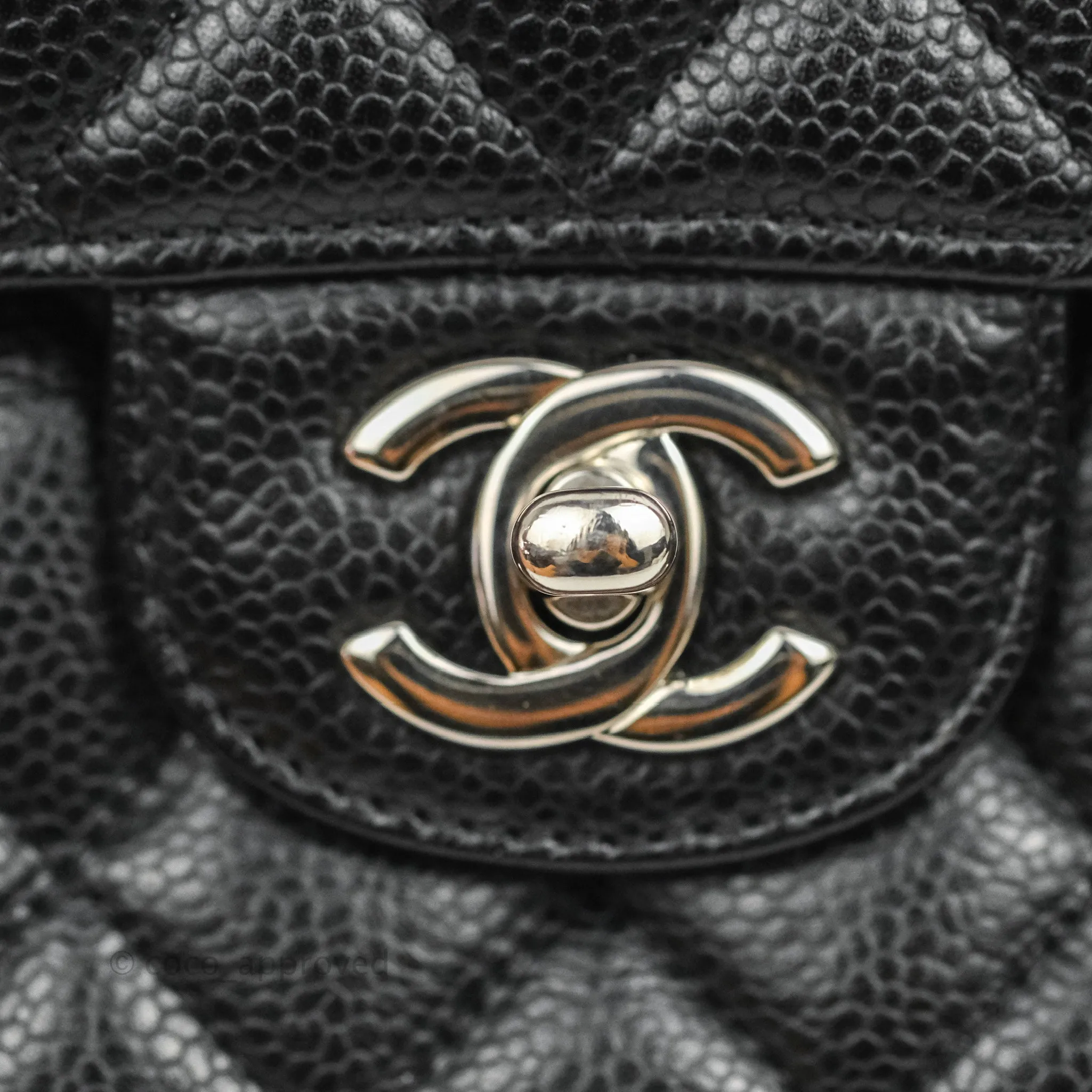 Chanel Classic M/L Medium Flap Quilted Black Caviar Silver Hardware