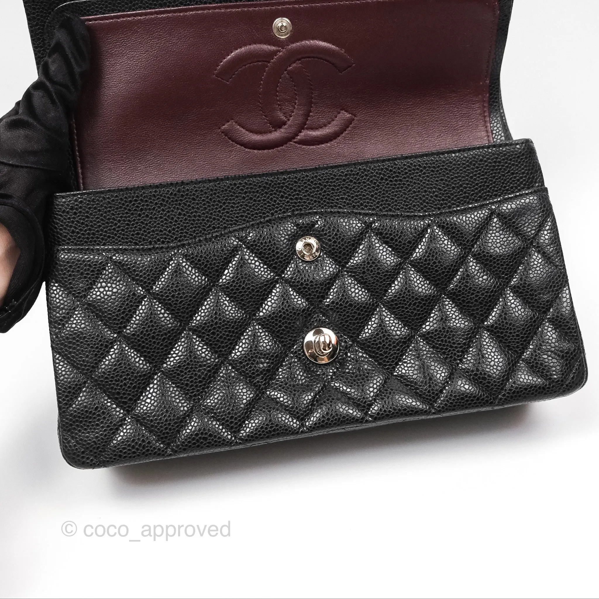 Chanel Classic M/L Medium Flap Quilted Black Caviar Silver Hardware