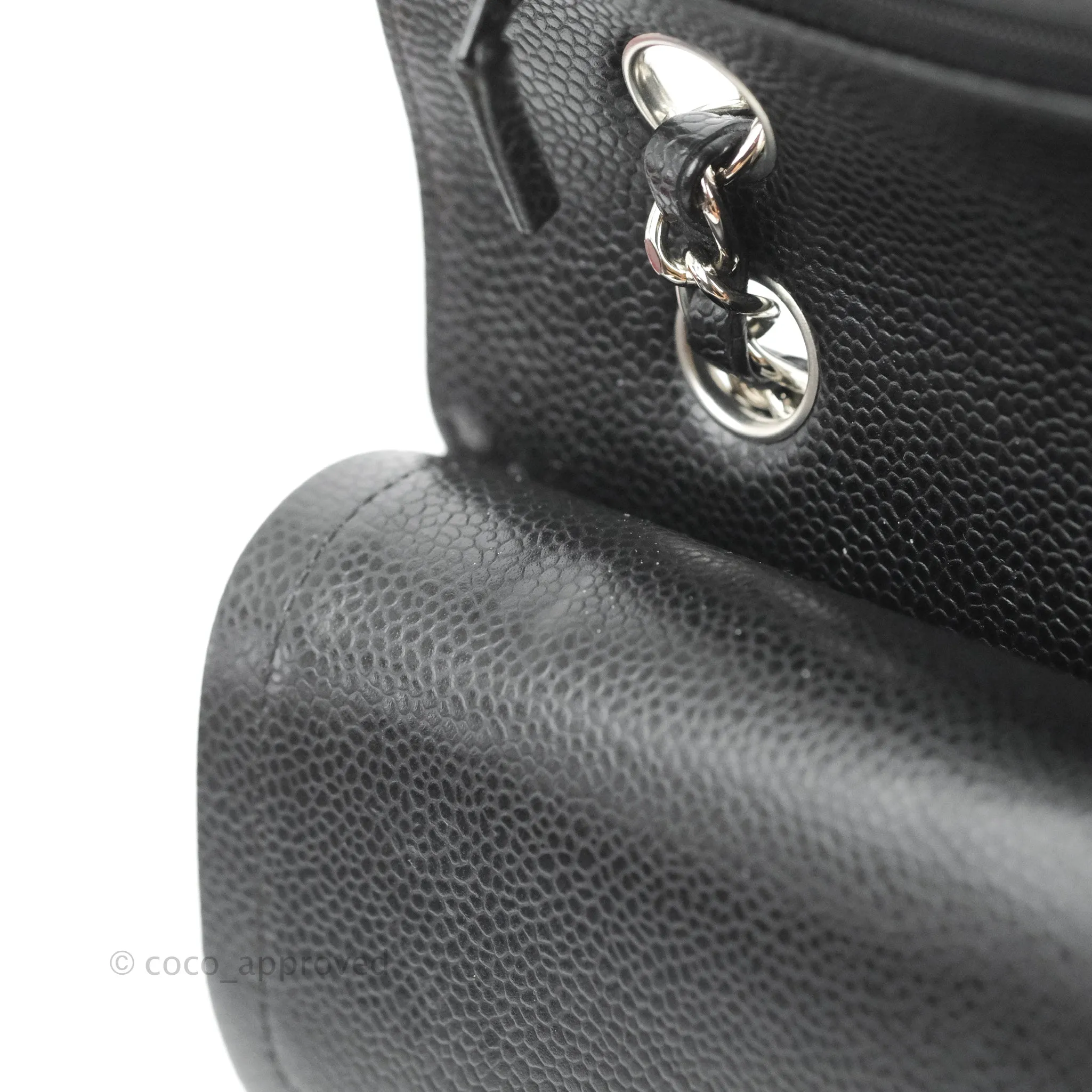 Chanel Classic M/L Medium Flap Quilted Black Caviar Silver Hardware