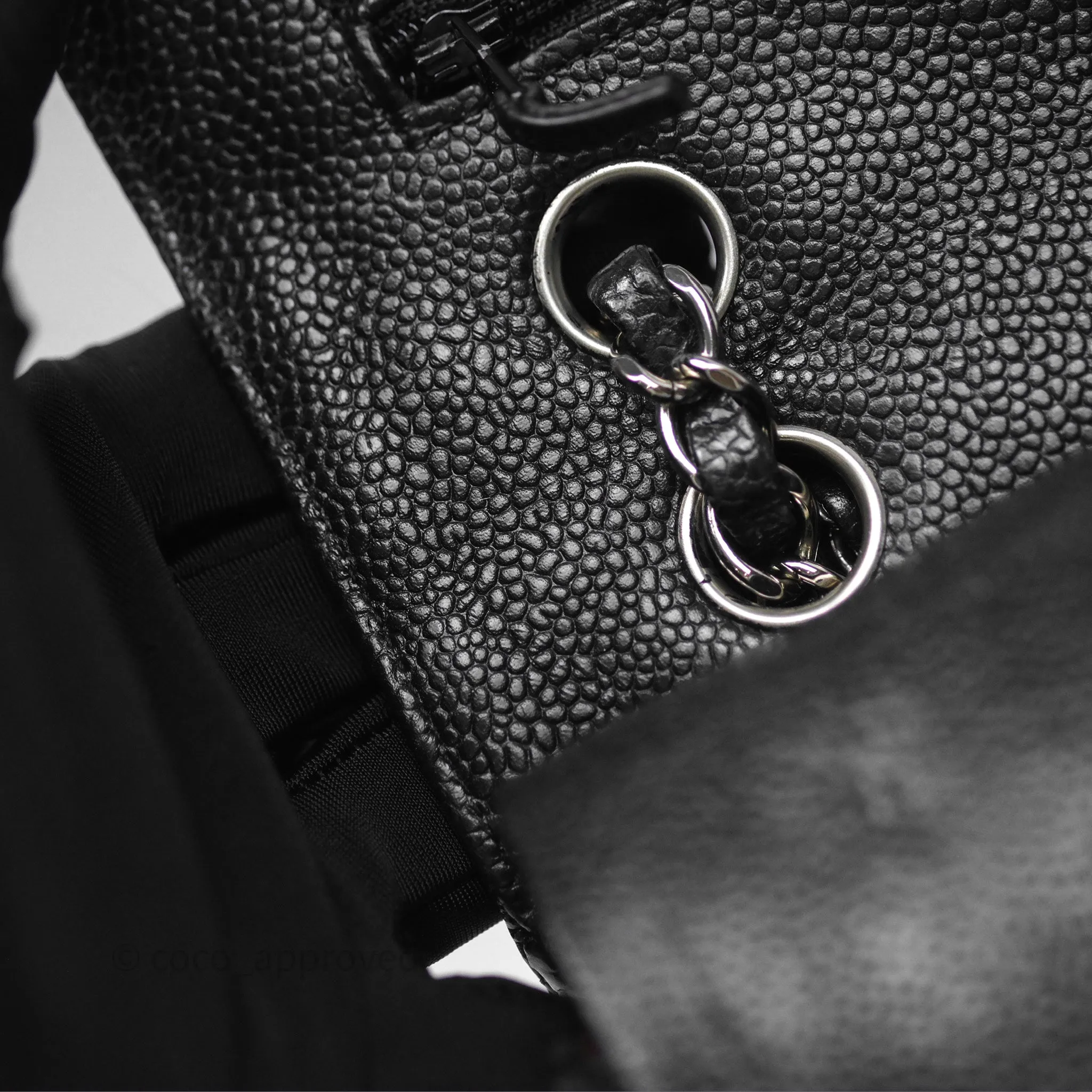 Chanel Classic M/L Medium Flap Quilted Black Caviar Silver Hardware