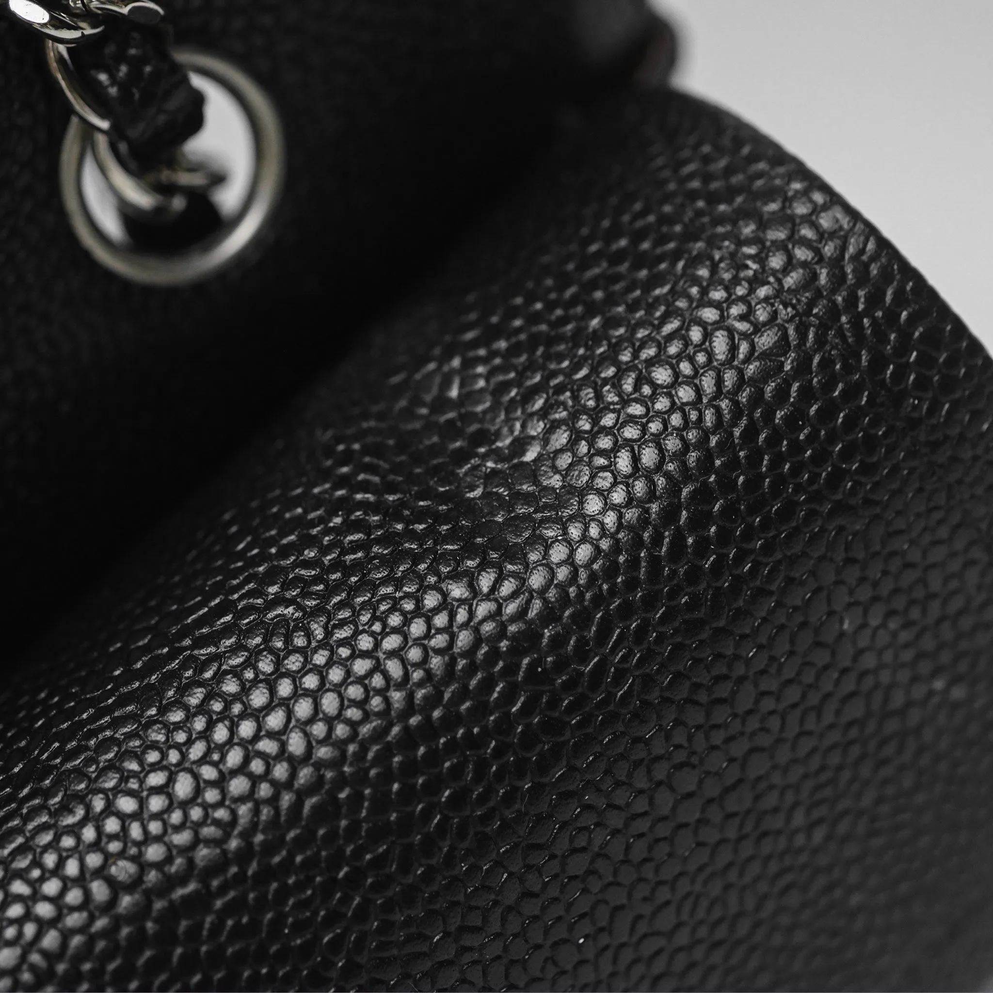 Chanel Classic M/L Medium Flap Quilted Black Caviar Silver Hardware