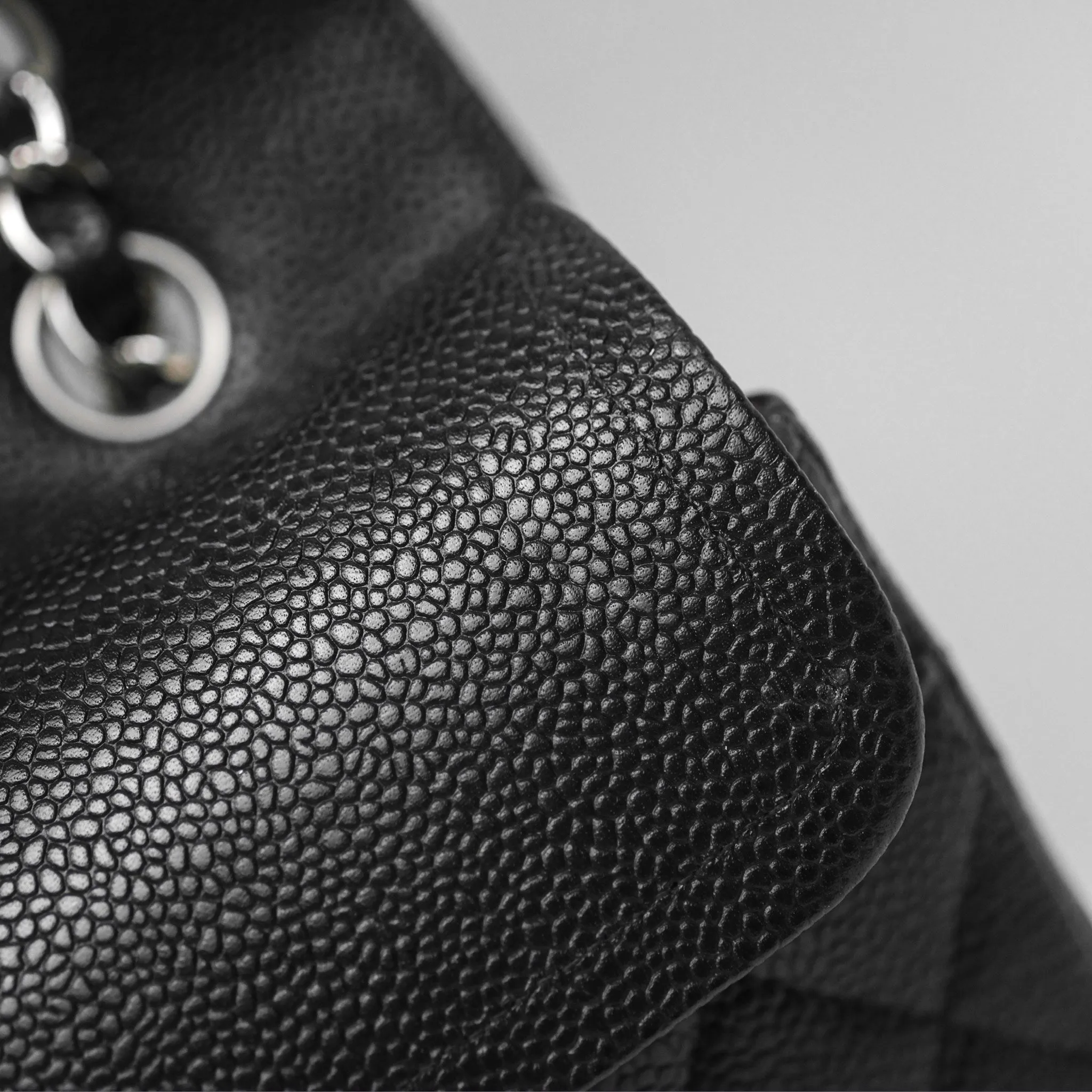 Chanel Classic M/L Medium Flap Quilted Black Caviar Silver Hardware