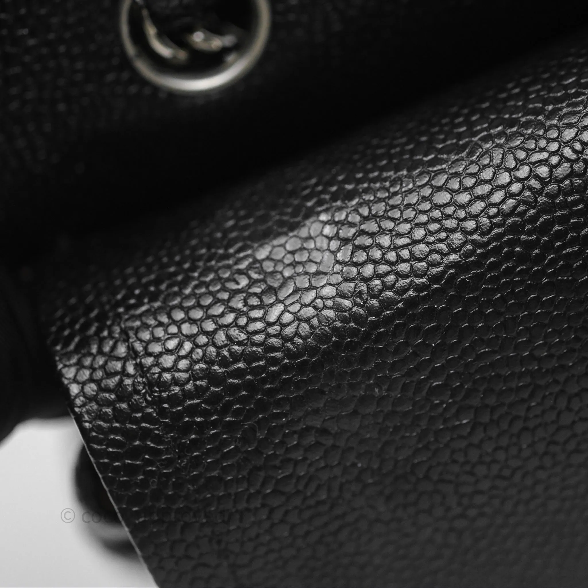 Chanel Classic M/L Medium Flap Quilted Black Caviar Silver Hardware