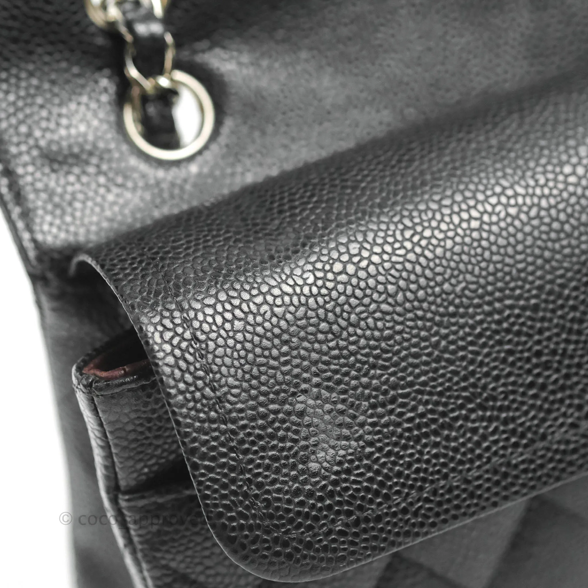 Chanel Classic M/L Medium Flap Quilted Black Caviar Silver Hardware