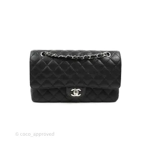 Chanel Classic M/L Medium Flap Quilted Black Caviar Silver Hardware